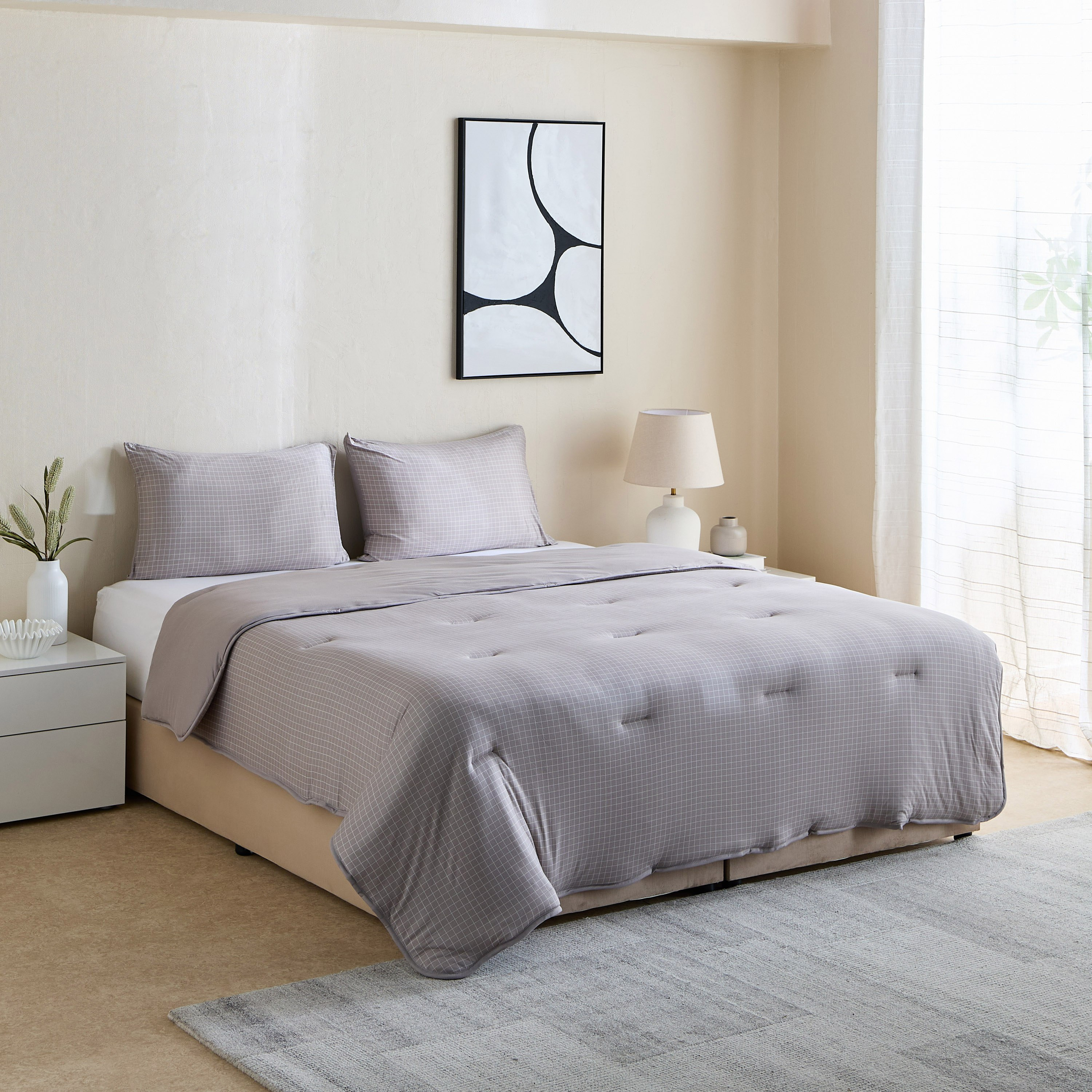 طقم لحاف كينج مخطط من الألياف الدقيقة جيرسي 3 قطع من فيروم - 220x240 سم-hbxhomeware-hbxbedroom-image-7