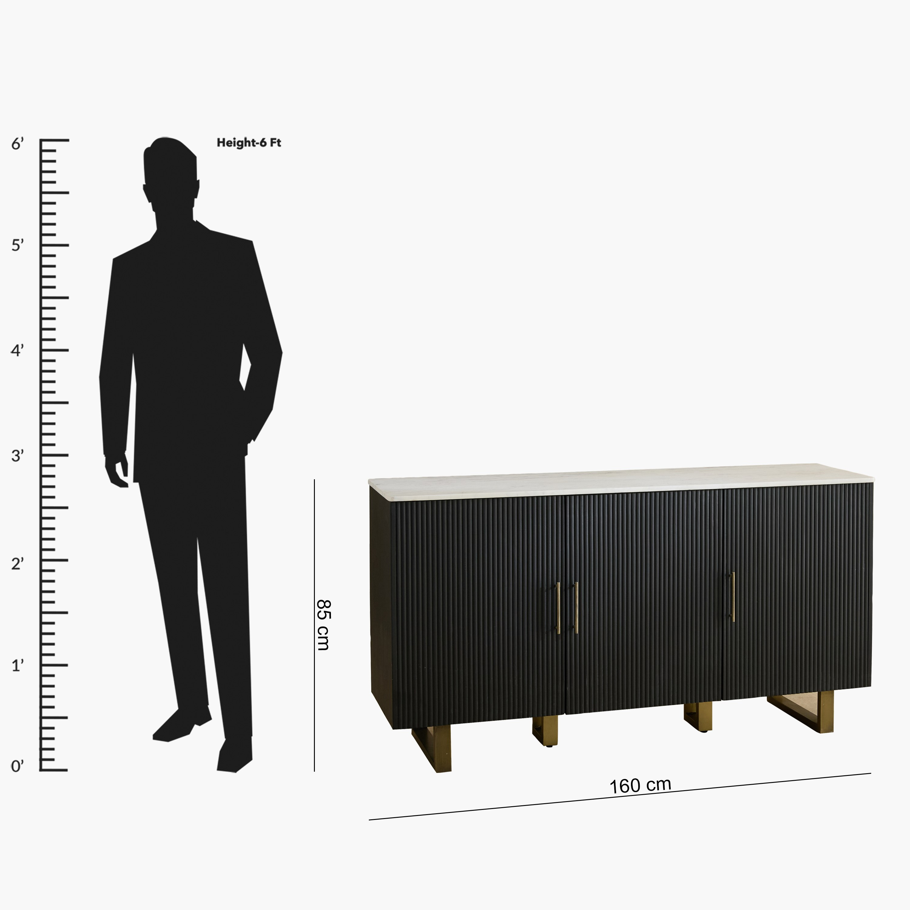 Cavon Fabio Portola 1.6 Metre 3-Door Solid Wood Sideboard with Genuine Marble Top-hbxfurniture-diningroom-buffetsandsideboards-image-11