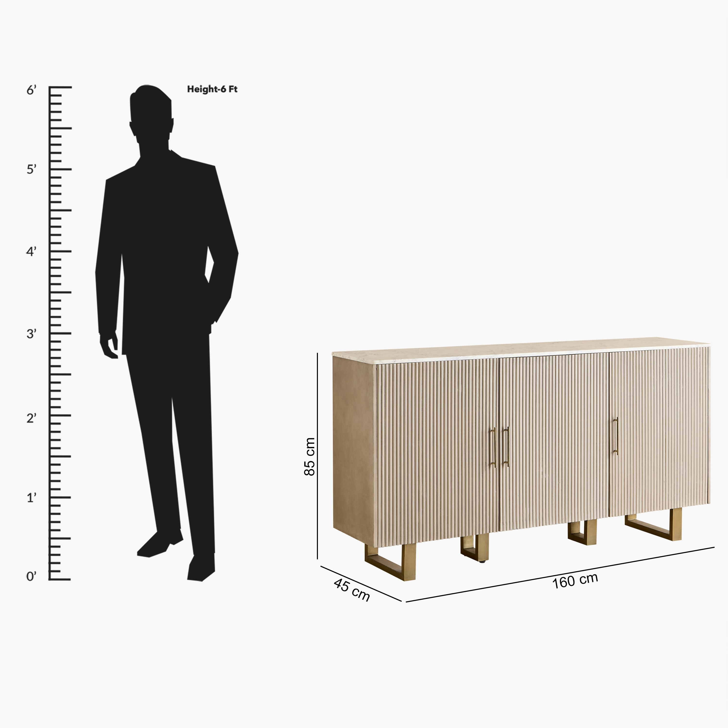 Cavon Fabio Portola 1.6 Metre 3-Door Solid Wood Sideboard with Genuine Marble Top-hbxfurniture-diningroom-buffetsandsideboards-image-12
