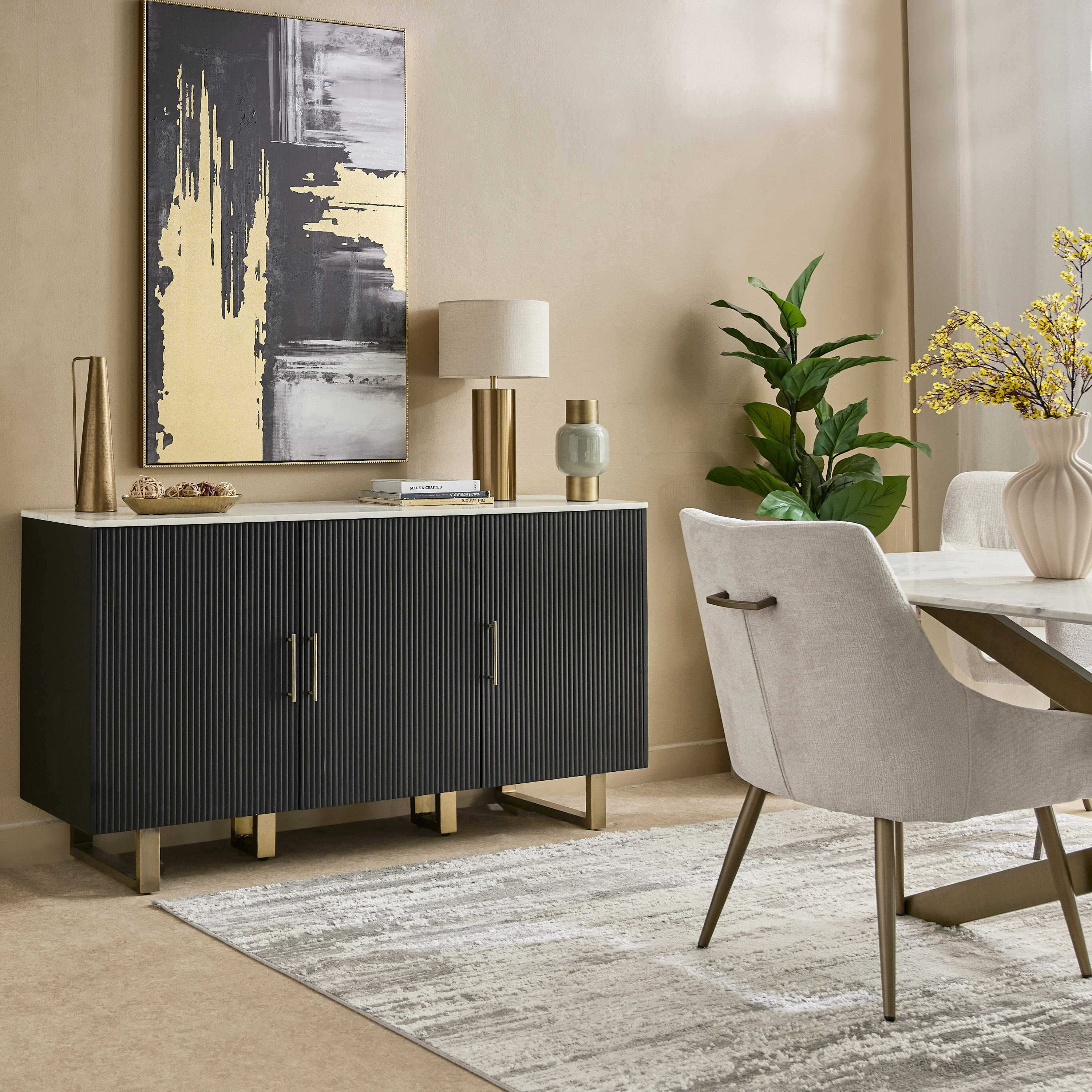 Cavon Fabio Portola 1.6 Metre 3-Door Solid Wood Sideboard with Genuine Marble Top-hbxfurniture-diningroom-buffetsandsideboards-image-9