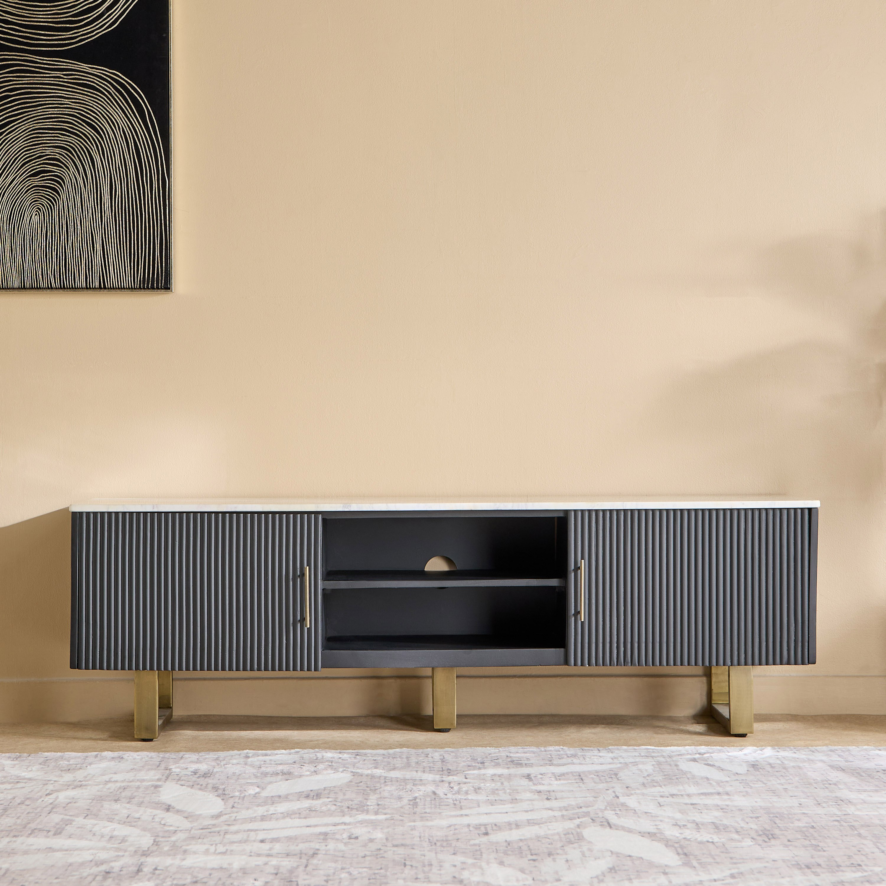 Cavon Fabio Portola 1.6 Metre Solid Wood TV Unit with Genuine Marble Top for TVs up to 70 inches-hbxlivingroom-mediaunitsandstorage-tvunits-image-3