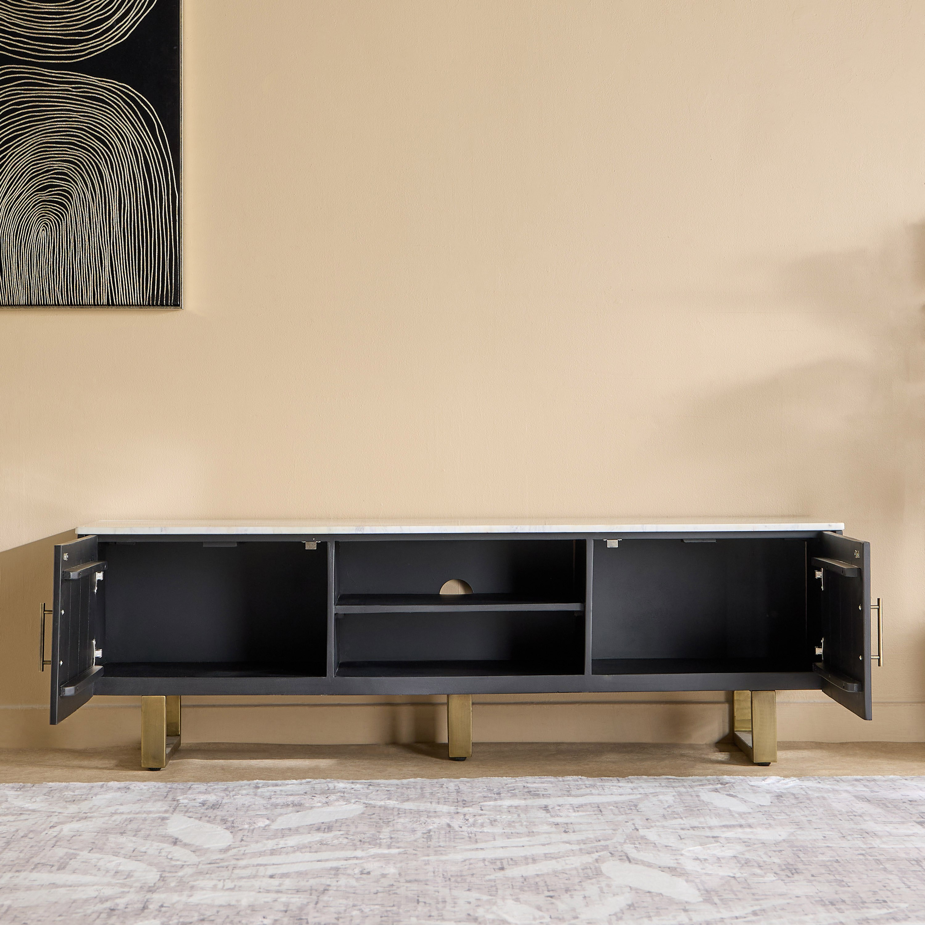 Cavon Fabio Portola 1.6 Metre Solid Wood TV Unit with Genuine Marble Top for TVs up to 70 inches-hbxlivingroom-mediaunitsandstorage-tvunits-image-4
