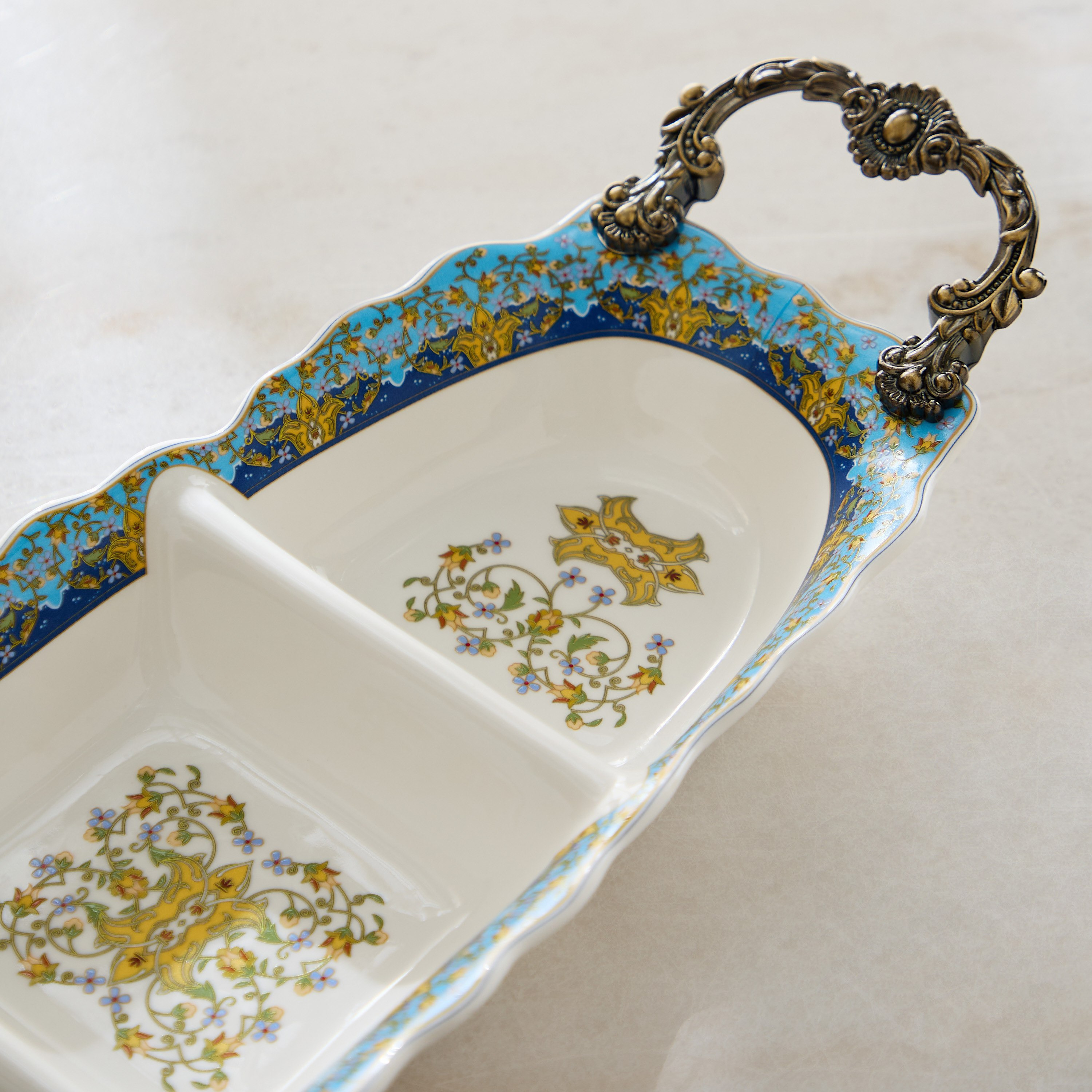 صحن تقديم بثلاث تقسيمات مع مقبض من أنجيليك - 45.6x14x6.2 سم-hbxdecorandfurnishings-tabletop-serveware-image-3