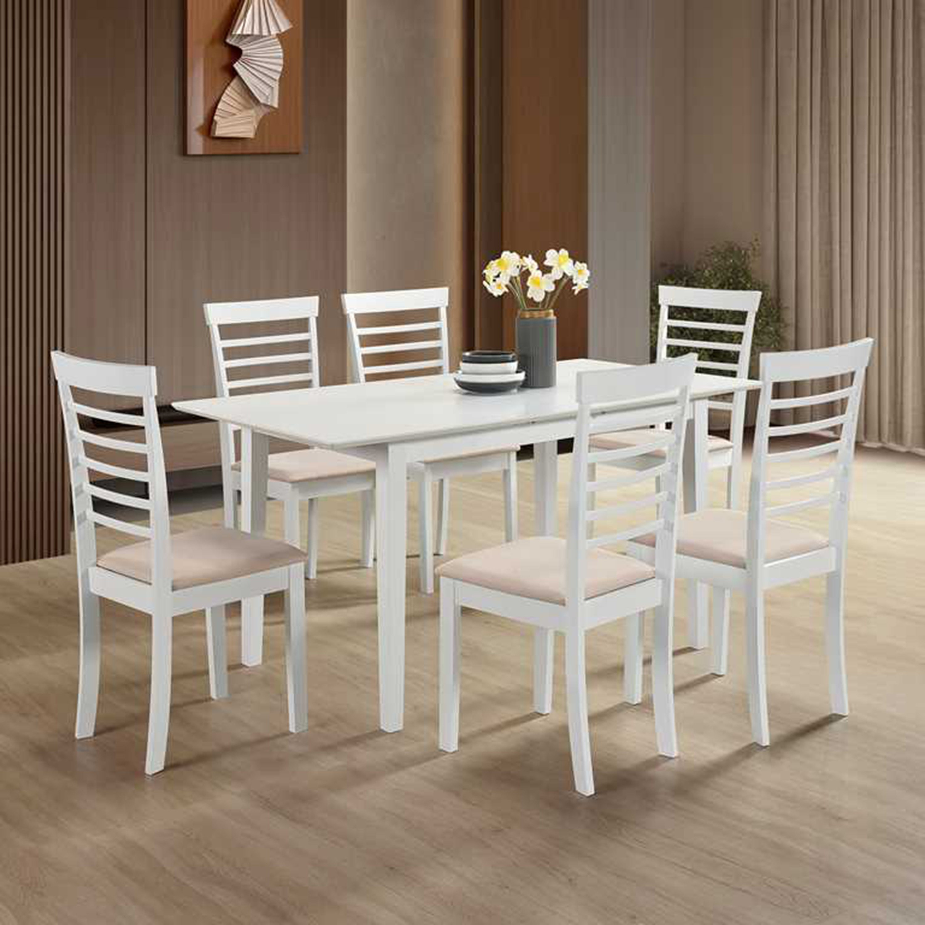 Geller 6-Seater Extendable Dining Table Set-hbxfurniture-diningtablesandsets-diningsets-sixseater-image-1