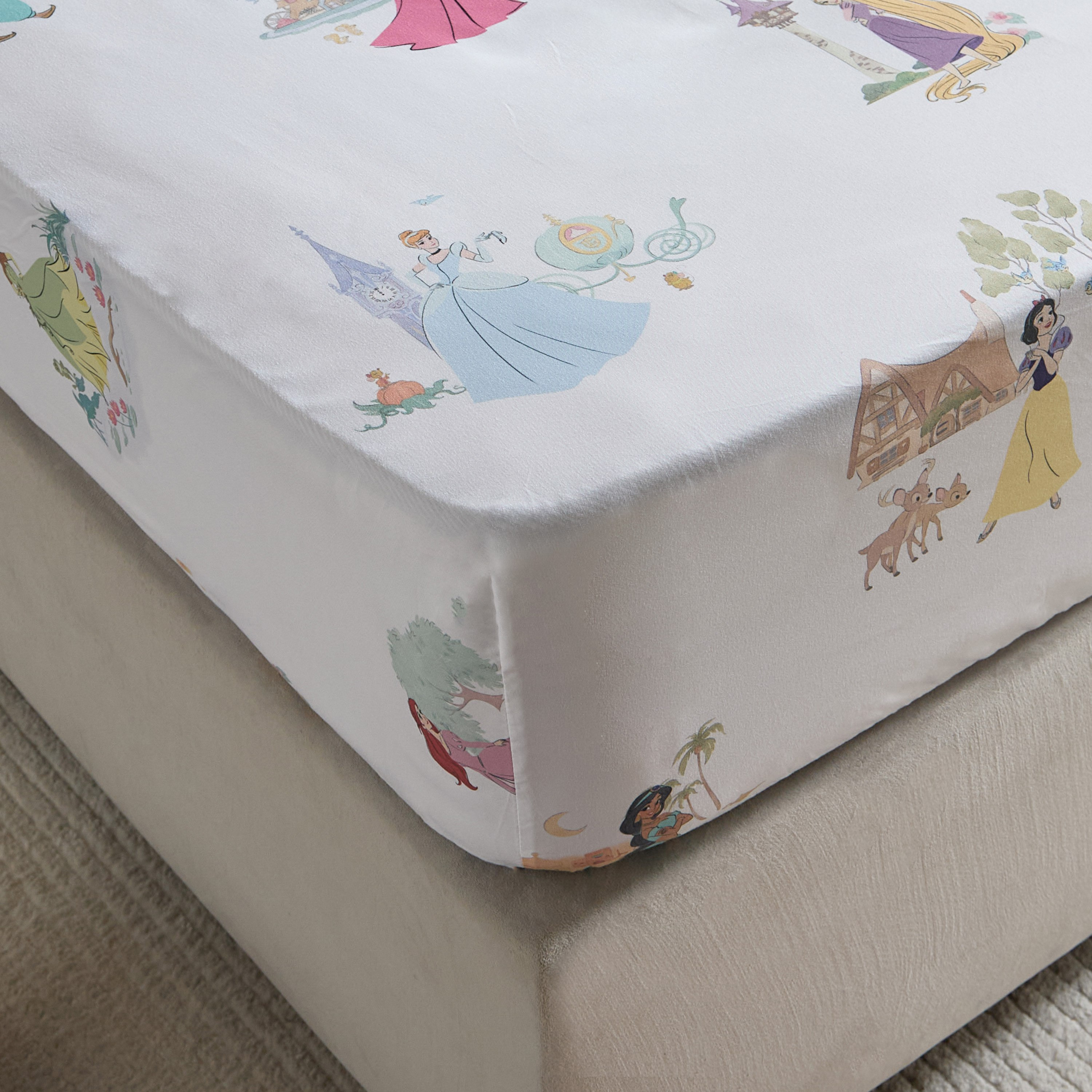 Disney Princess Twin Fitted Sheet - 120x200+25 cm-hbxhomeware-hbxkidsandyouth-image-1