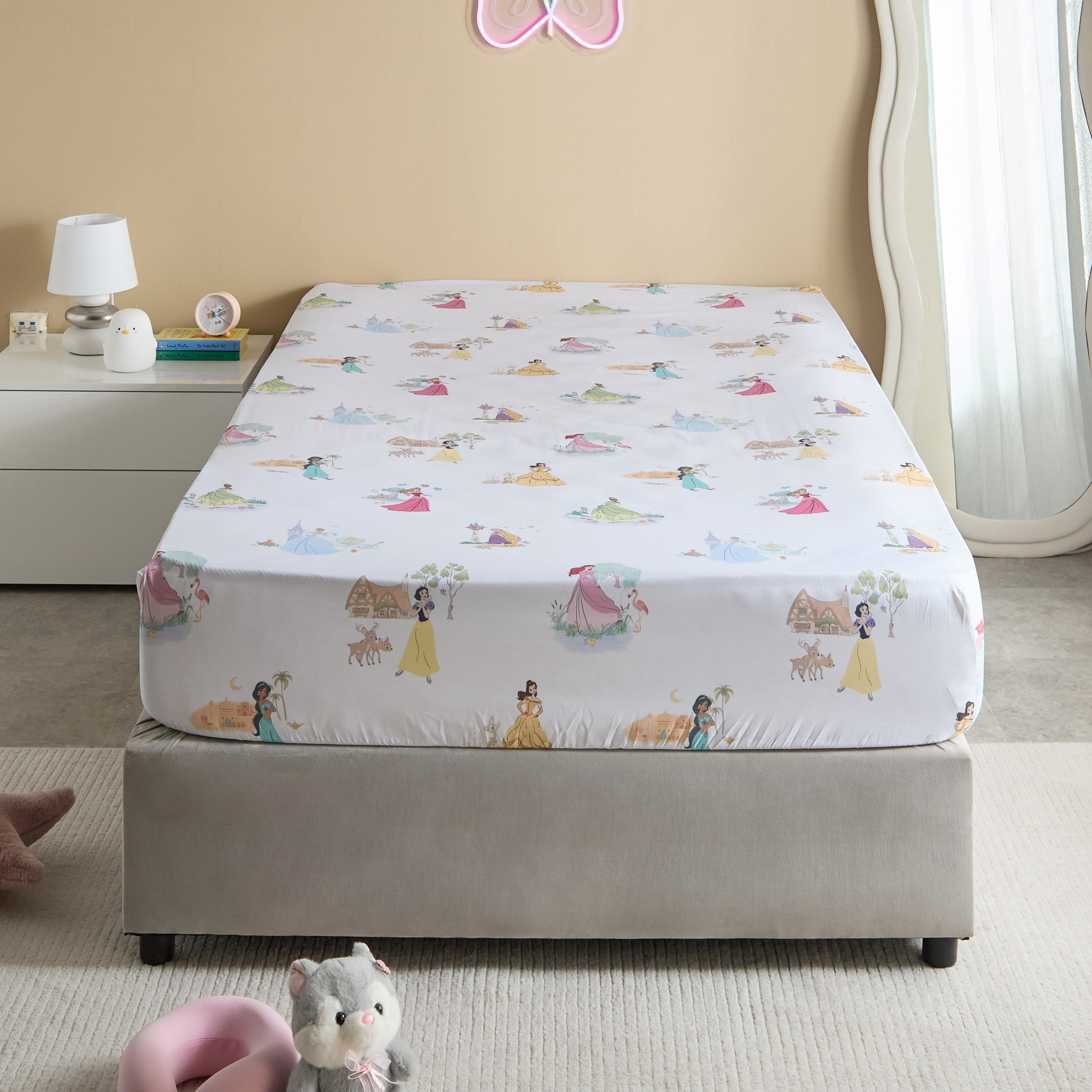Disney Princess Twin Fitted Sheet - 120x200+25 cm-hbxhomeware-hbxkidsandyouth-image-2