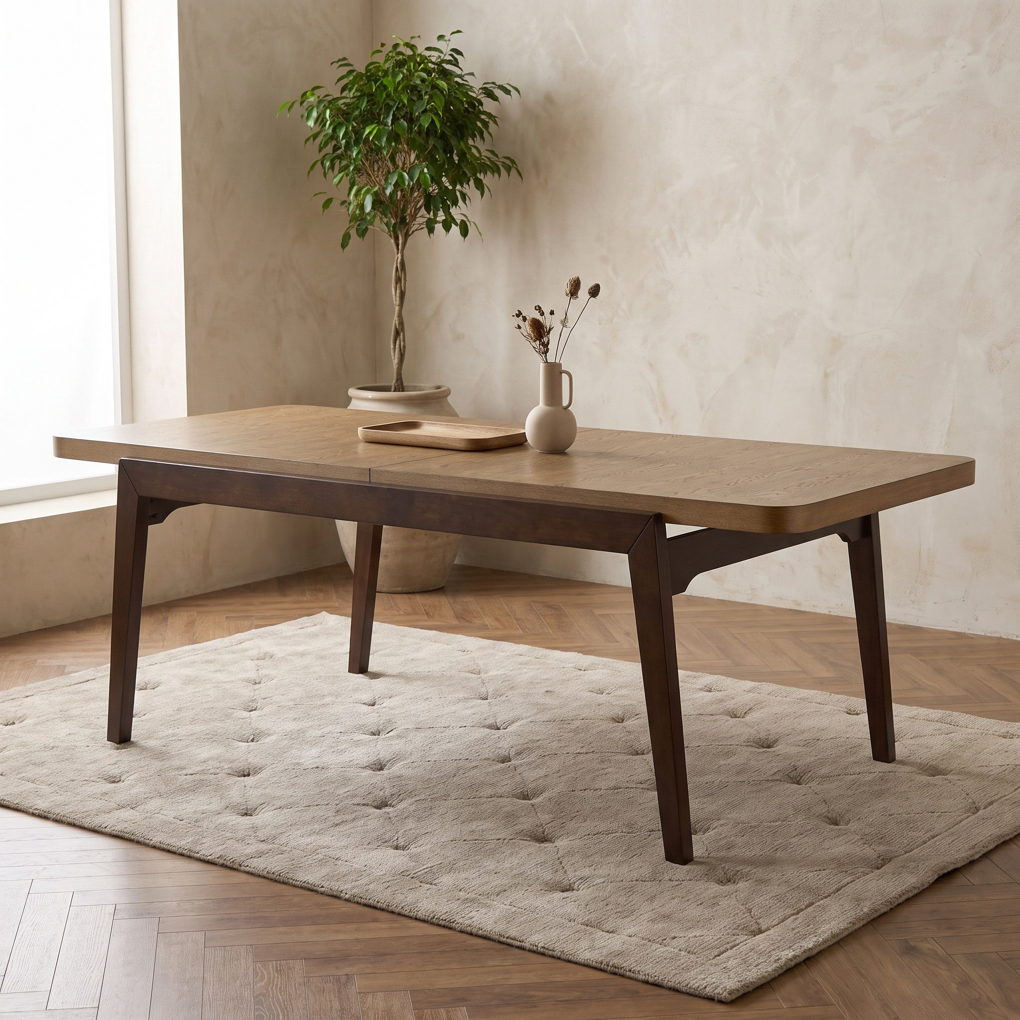 Murphy 6-8 Seater Solid Wood Veneer Extendable Dining Table-hbxdiningroom-diningtablesandsets-diningtables-sixseater-image-2