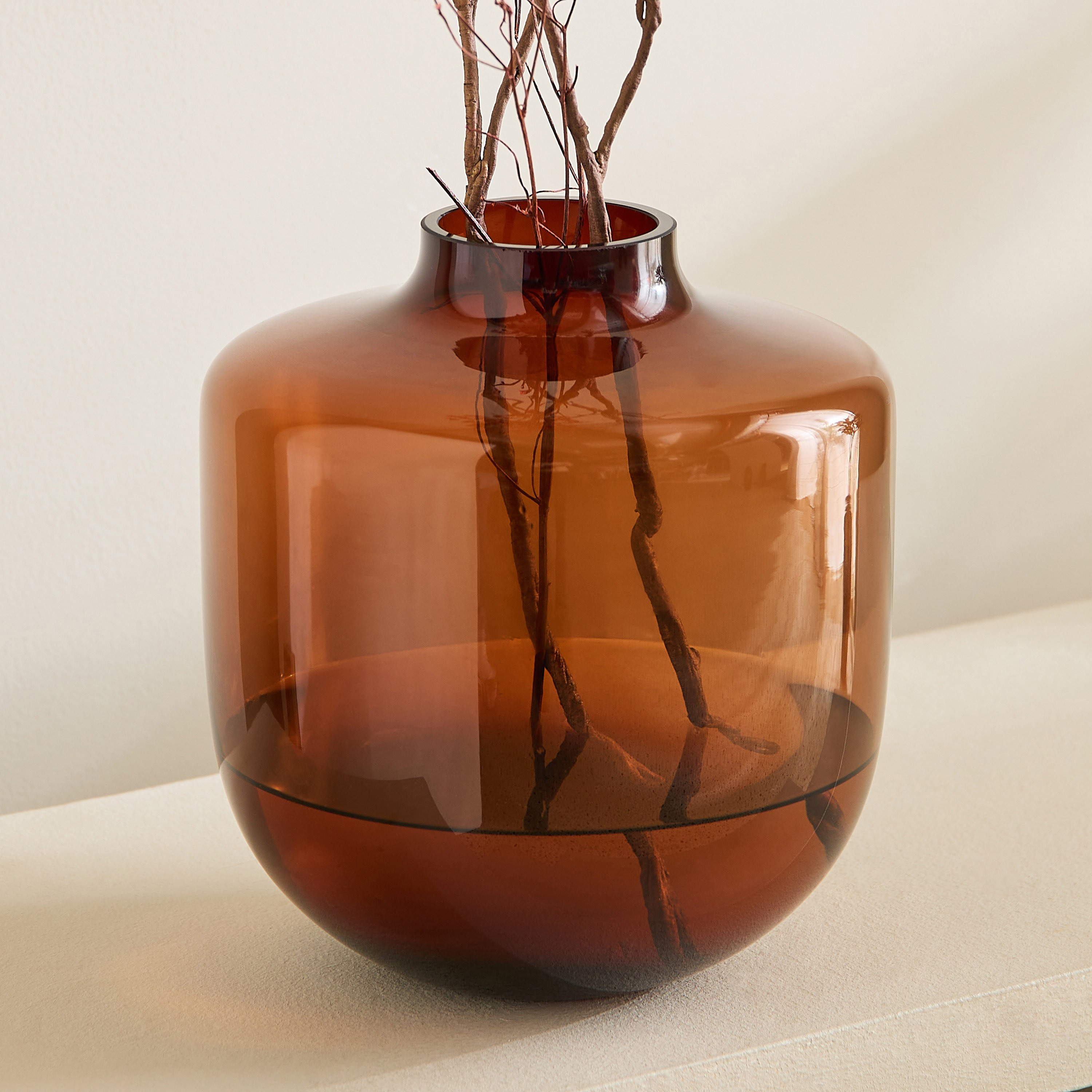 Pedro Decorative Heavy Glass Vase - 19.5x22 cm-hbxbedroom-decorandaccessories-vases-image-4