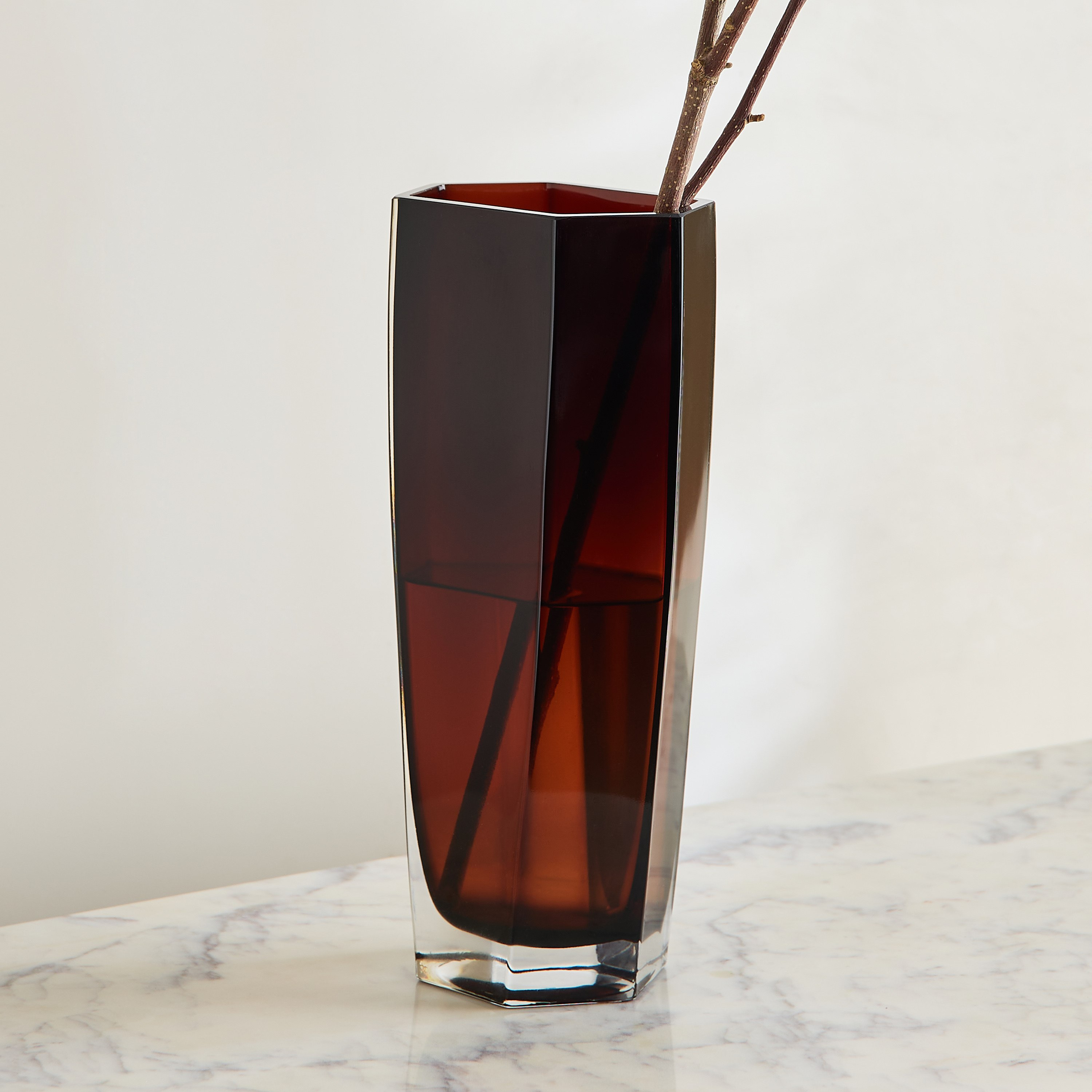 Pedro Decorative Heavy Glass Vase - 11x7x25 cm-hbxbedroom-decorandaccessories-vases-image-4