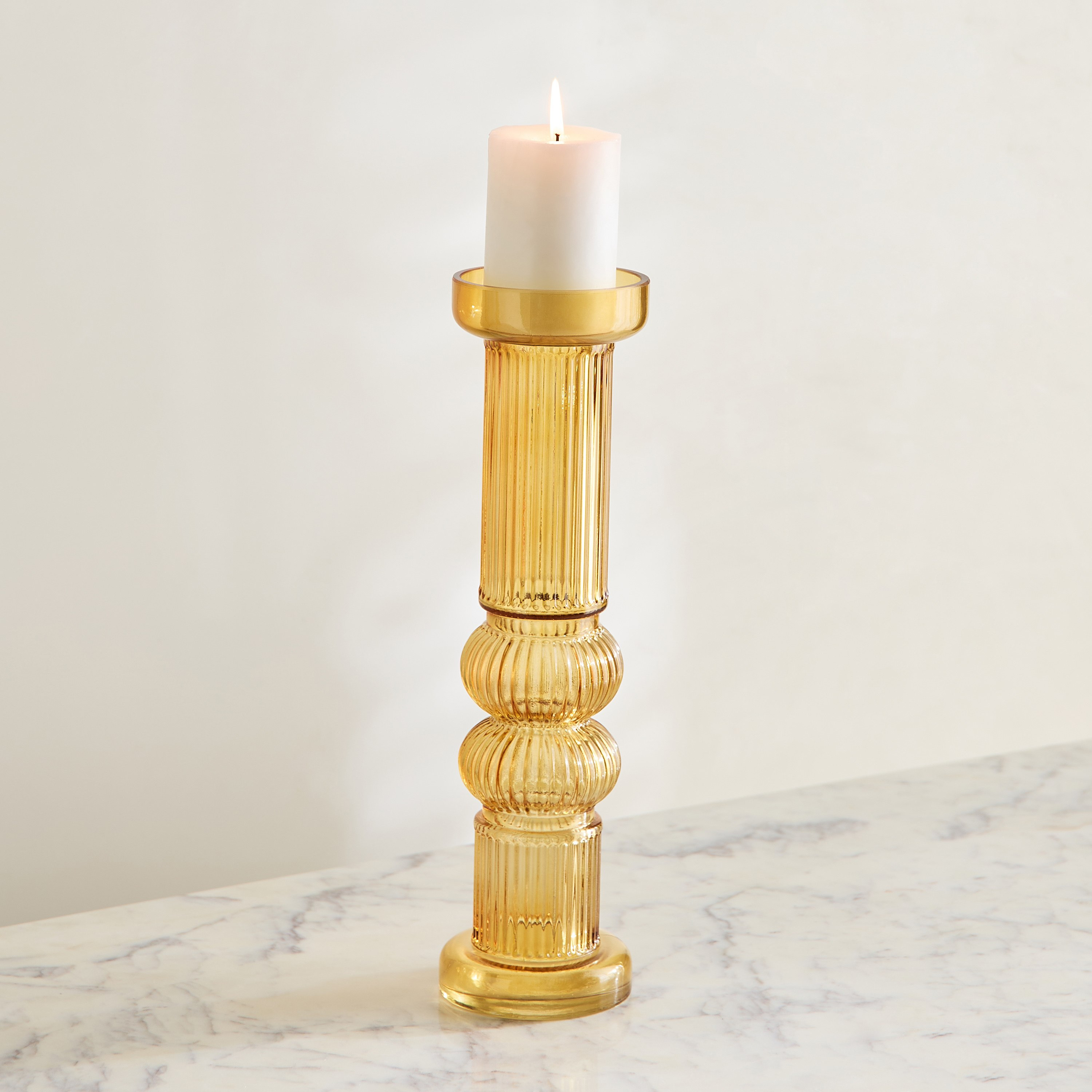 Pedro Decorative Heavy Glass Candleholder - 9x33 cm-hbxlivingroom-decorandaccessories-candleholders-image-1