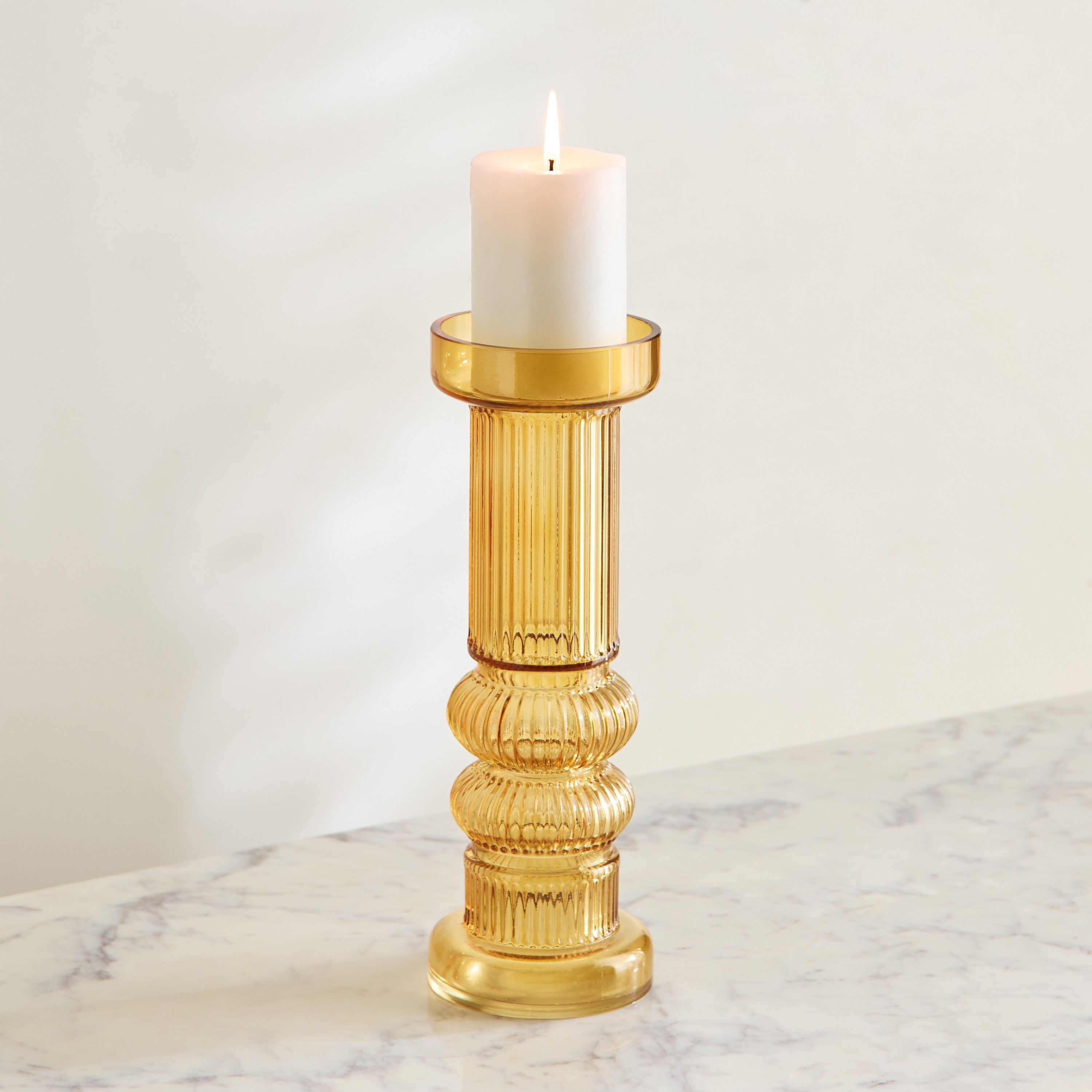 Pedro Decorative Heavy Glass Candleholder - 9.5x26 cm-hbxlivingroom-decorandaccessories-candleholders-image-1