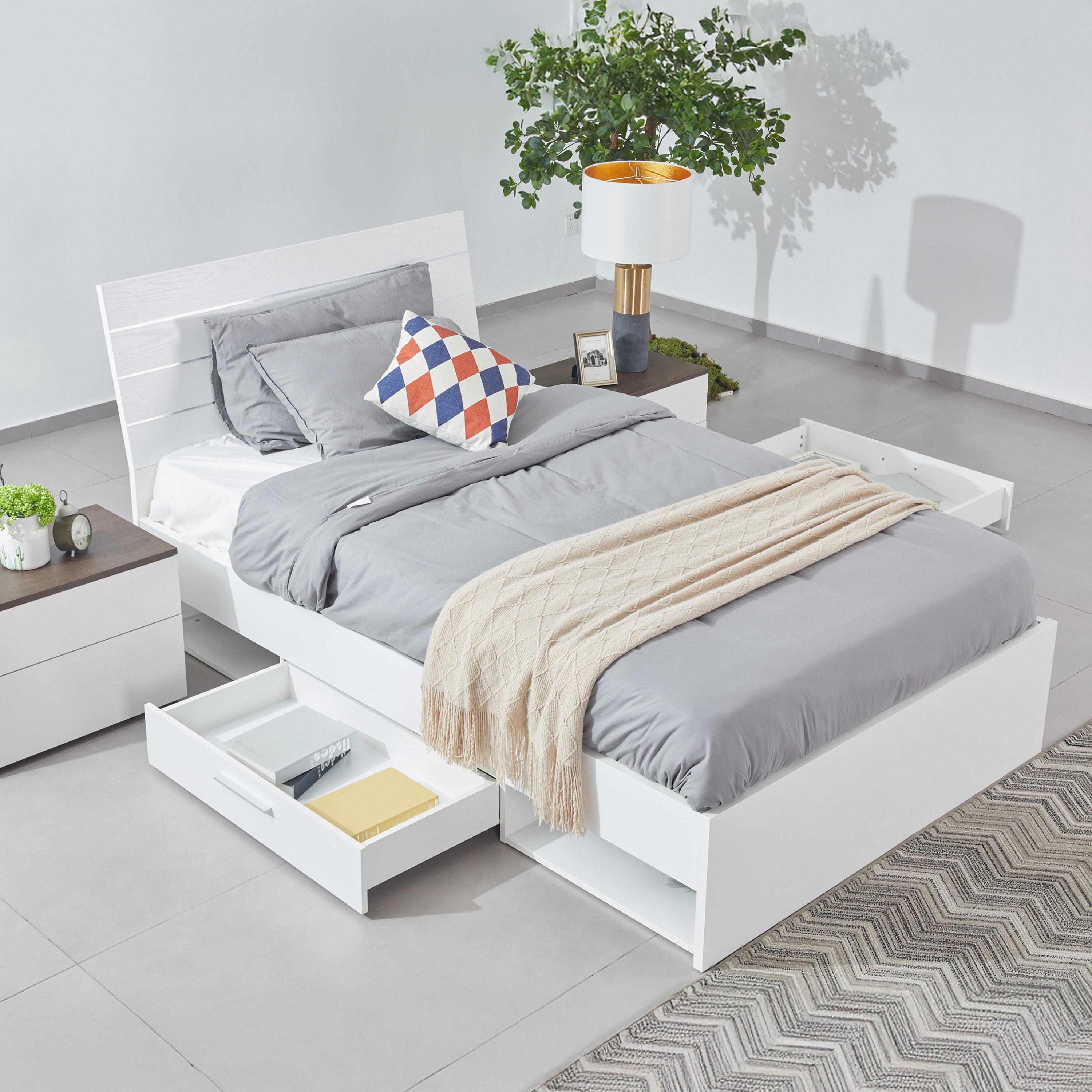 Frankfurt Twin Bed with Drawers - 120x200 cm-hbxbedroom-bedsandbedsets-beds-twin-image-2