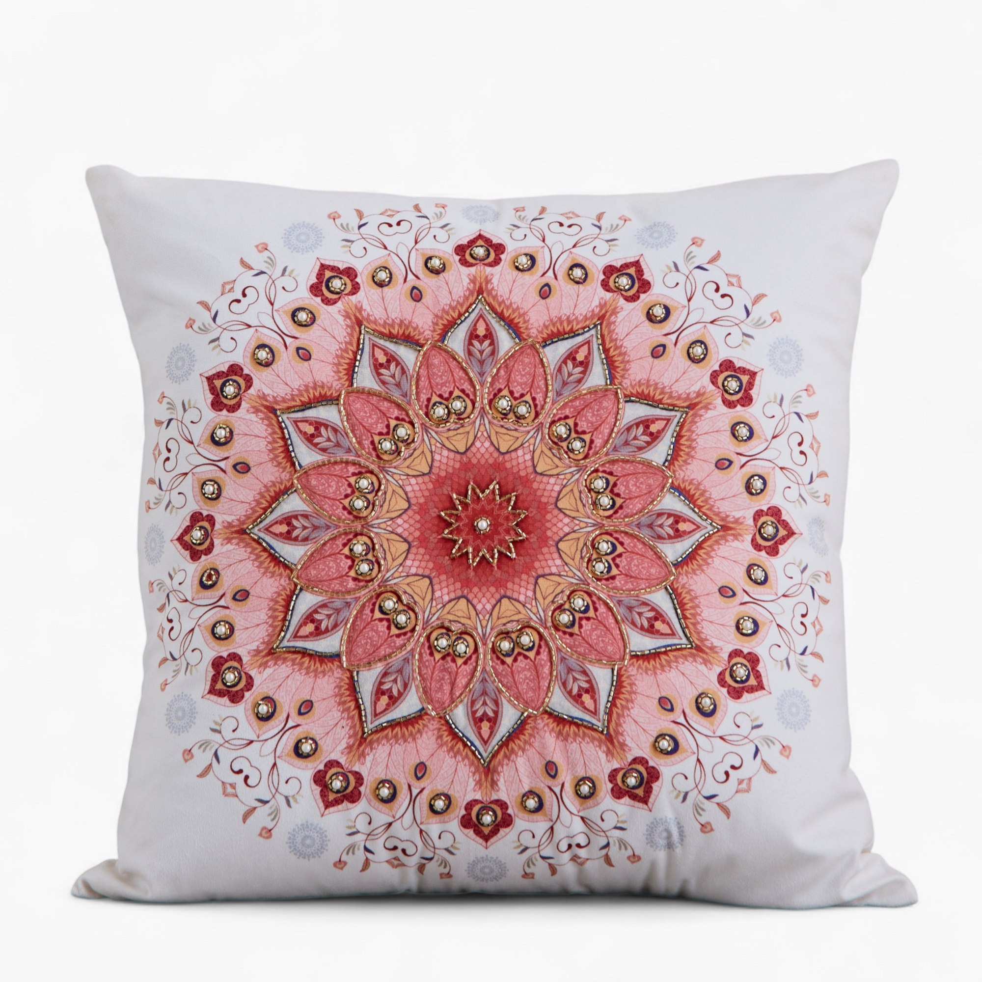 Praka Mandala Embroidered Beaded Filled Cushion - 45x45 cm-hbxlivingroom-furnishings-cushionsandcovers-filledcushions-image-5