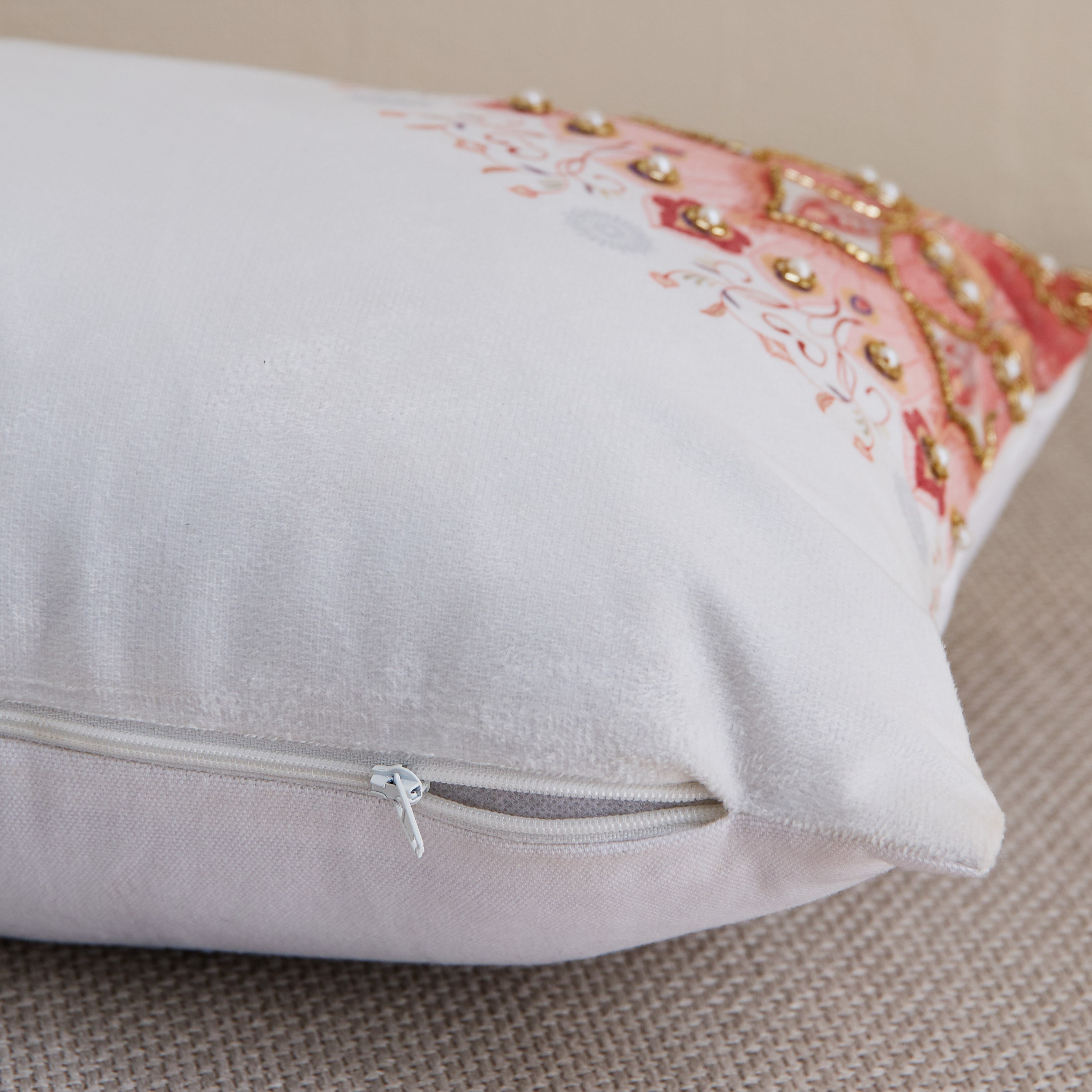 Praka Mandala Corner Embroidered Beaded Filled Cushion - 30x50 cm-hbxlivingroom-furnishings-cushionsandcovers-filledcushions-image-3