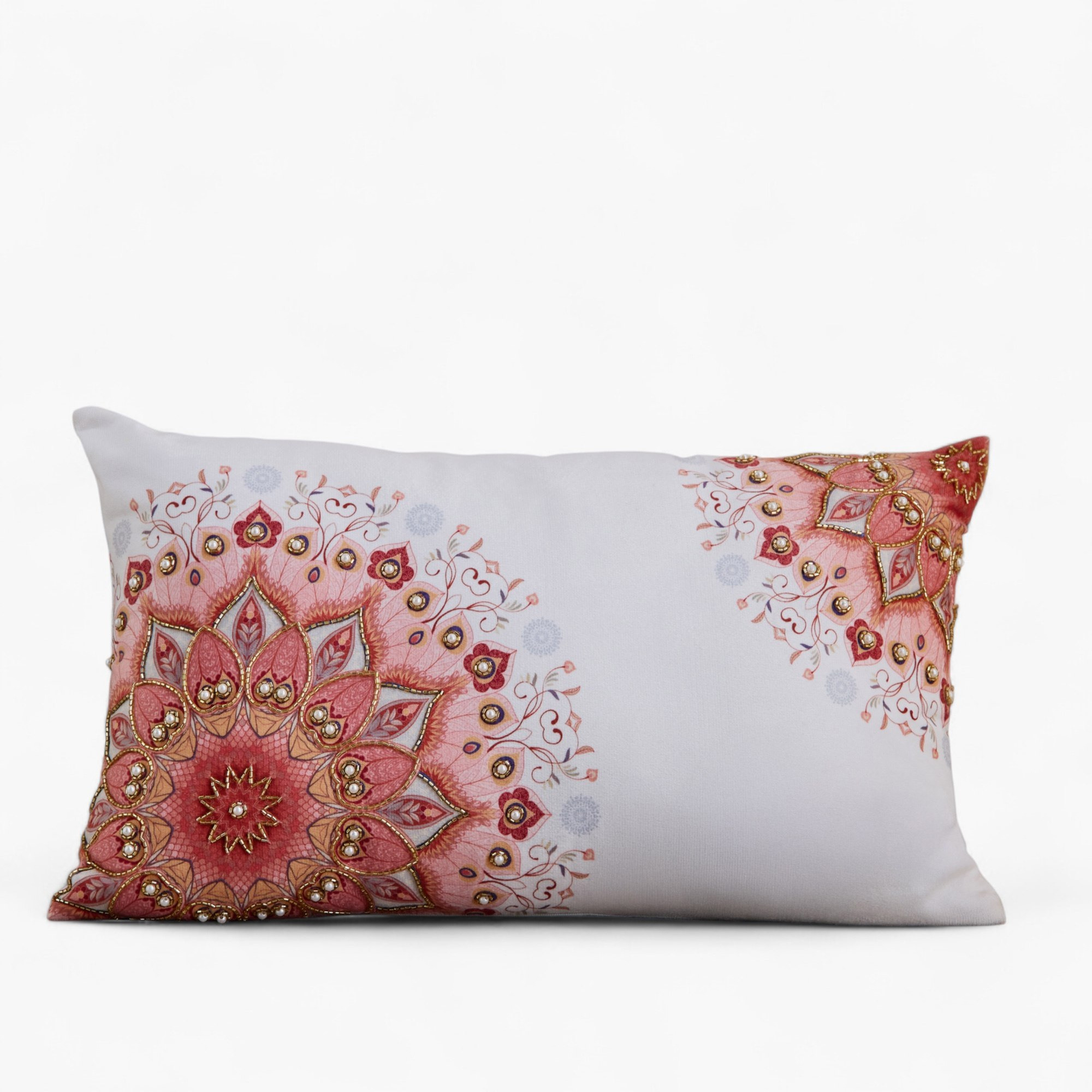 Praka Mandala Corner Embroidered Beaded Filled Cushion - 30x50 cm-hbxlivingroom-furnishings-cushionsandcovers-filledcushions-image-5