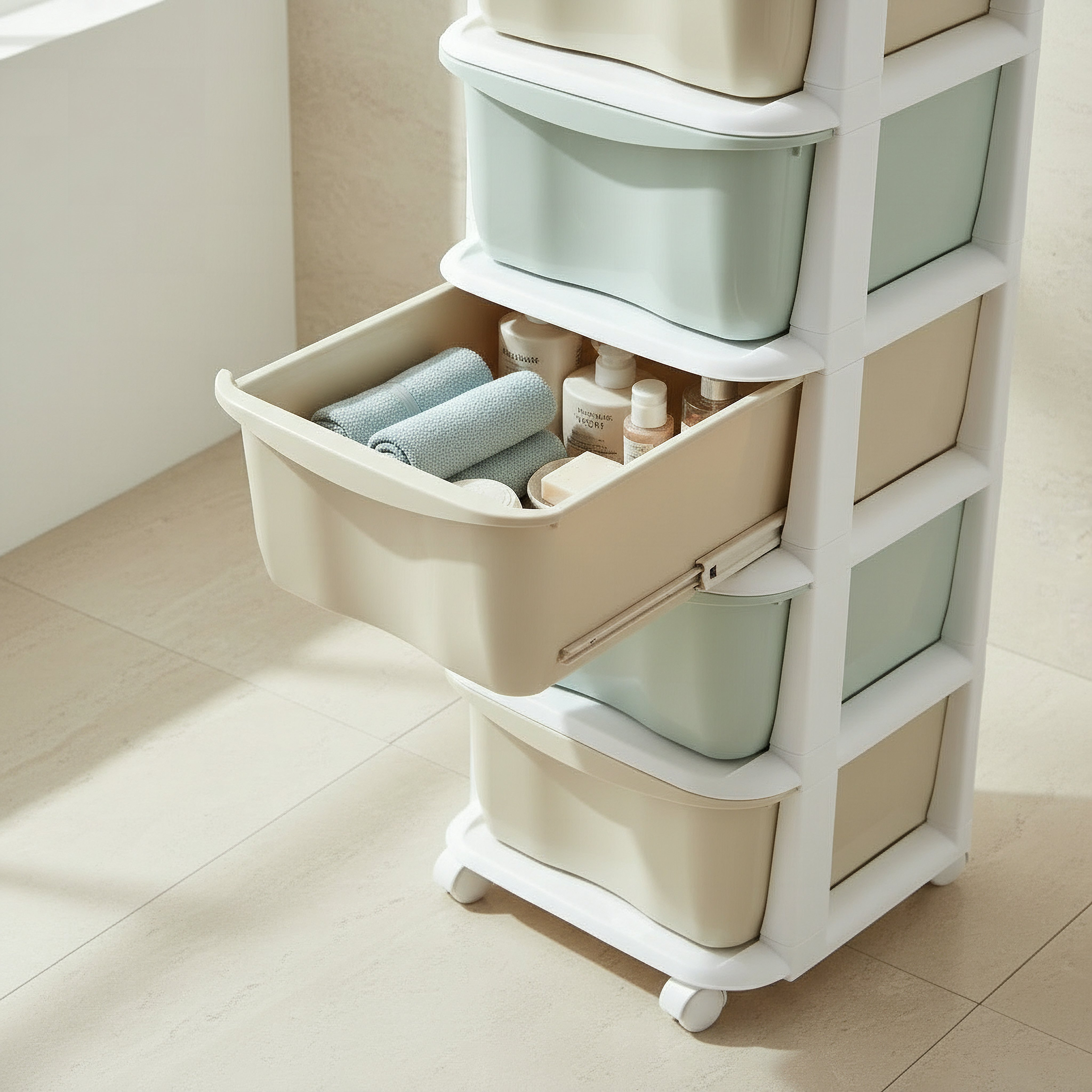 رف أدراج تخرين 5 طوابق مع عجلات من كيفن - 37x37x90 سم-hbxhomeware-hbxbathroom-image-3