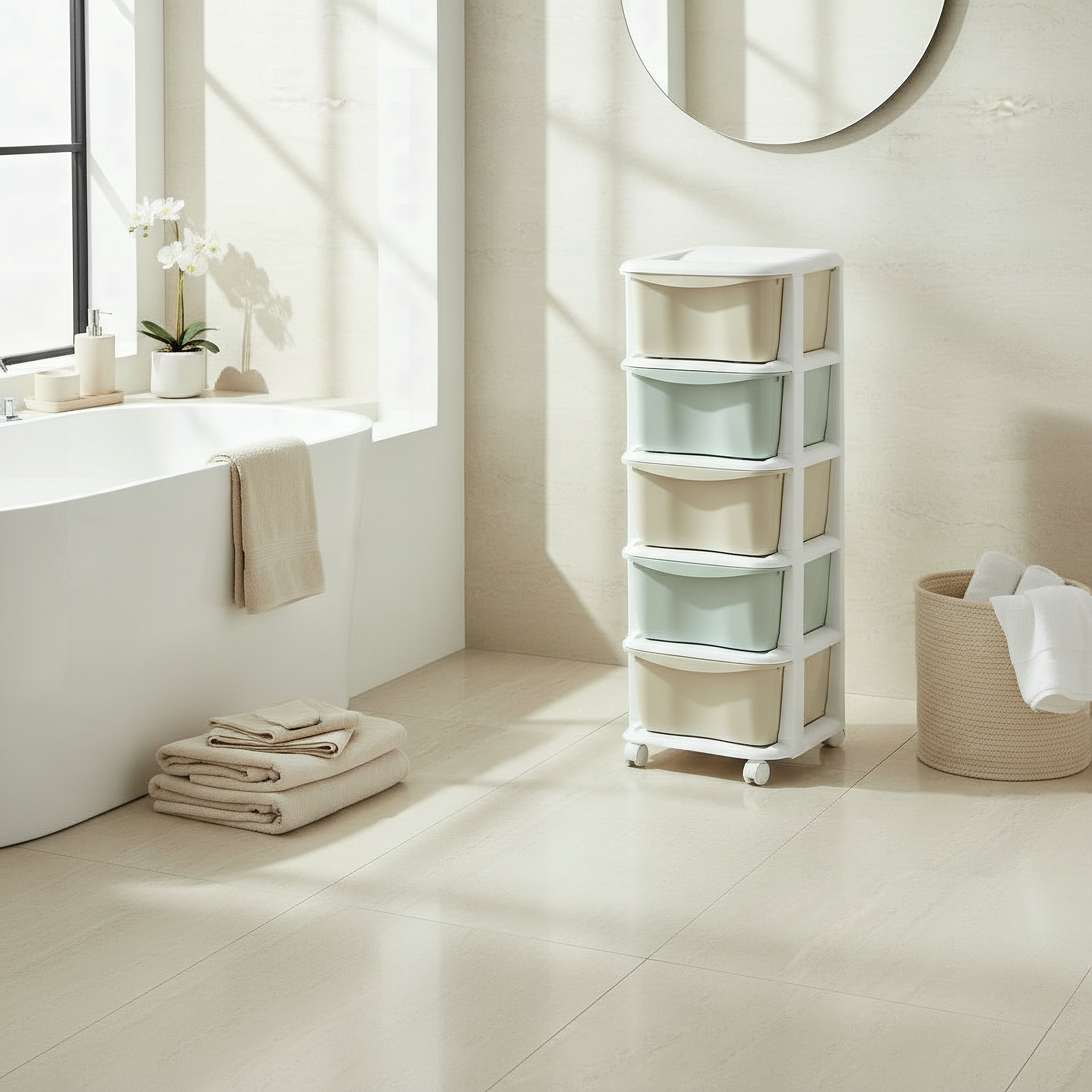 رف أدراج تخرين 5 طوابق مع عجلات من كيفن - 37x37x90 سم-hbxhomeware-hbxbathroom-image-4