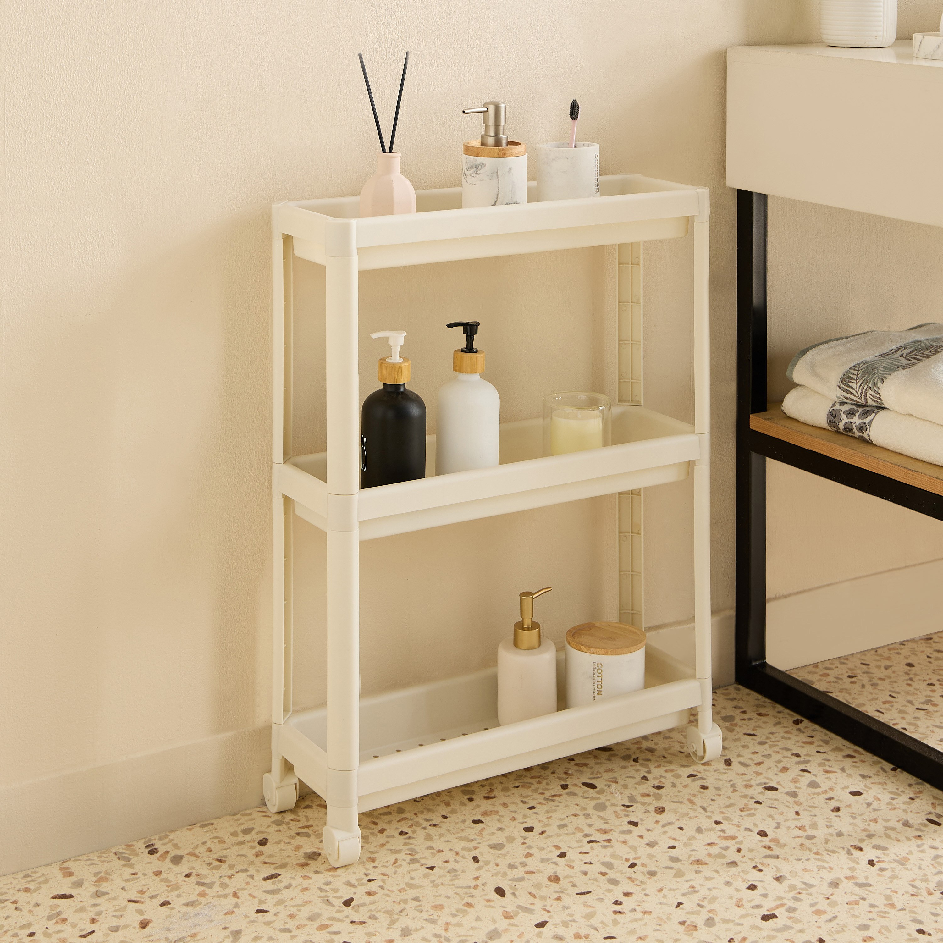Ovio 3-Tier Corner Storage Trolley - 53x18x70 cm-hbxbedroom-bedroomaccessories-bedroomstorage-image-1