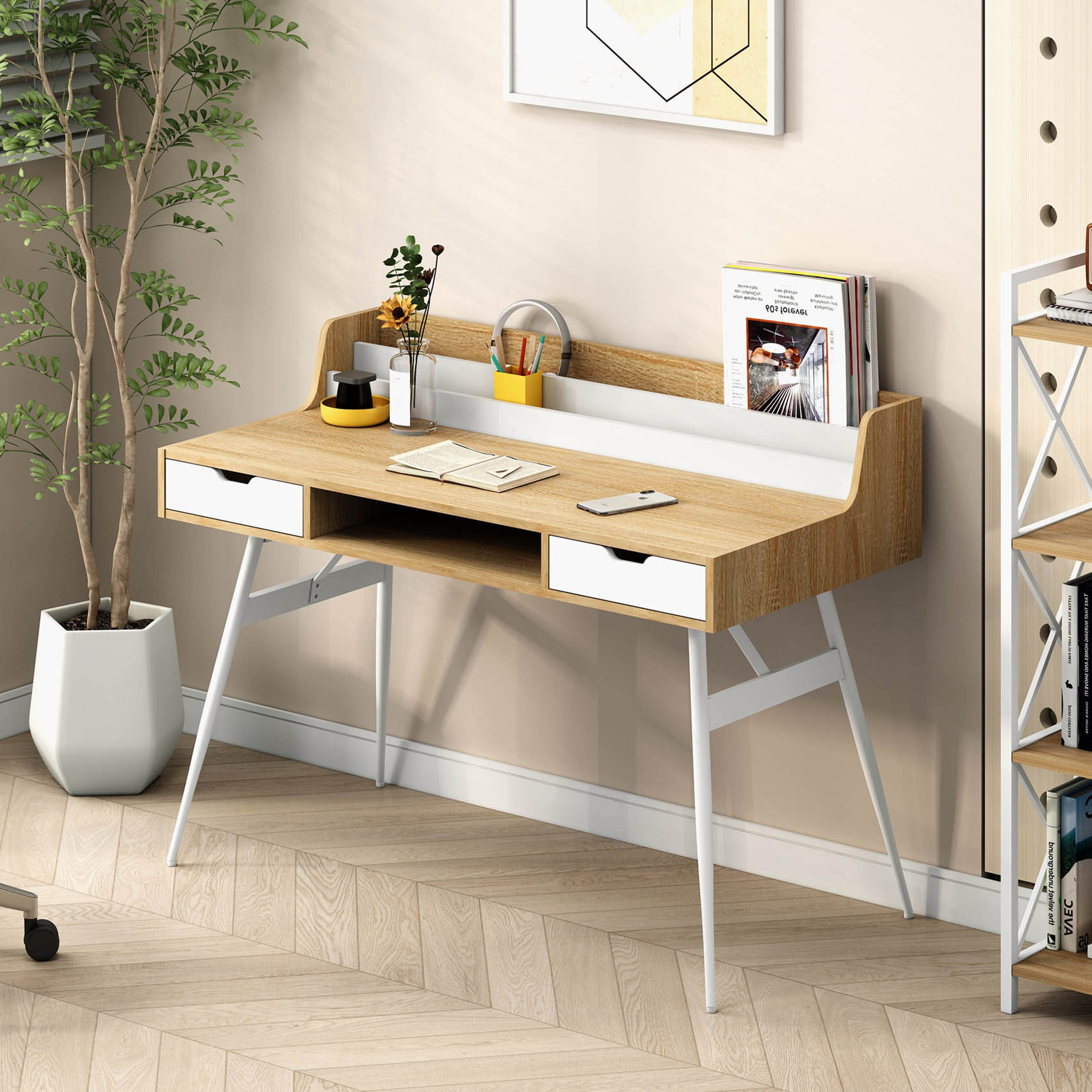 Movo Jade 2-Drawer Study Desk with Book Holder-hbxfurniture-office-desks-image-1