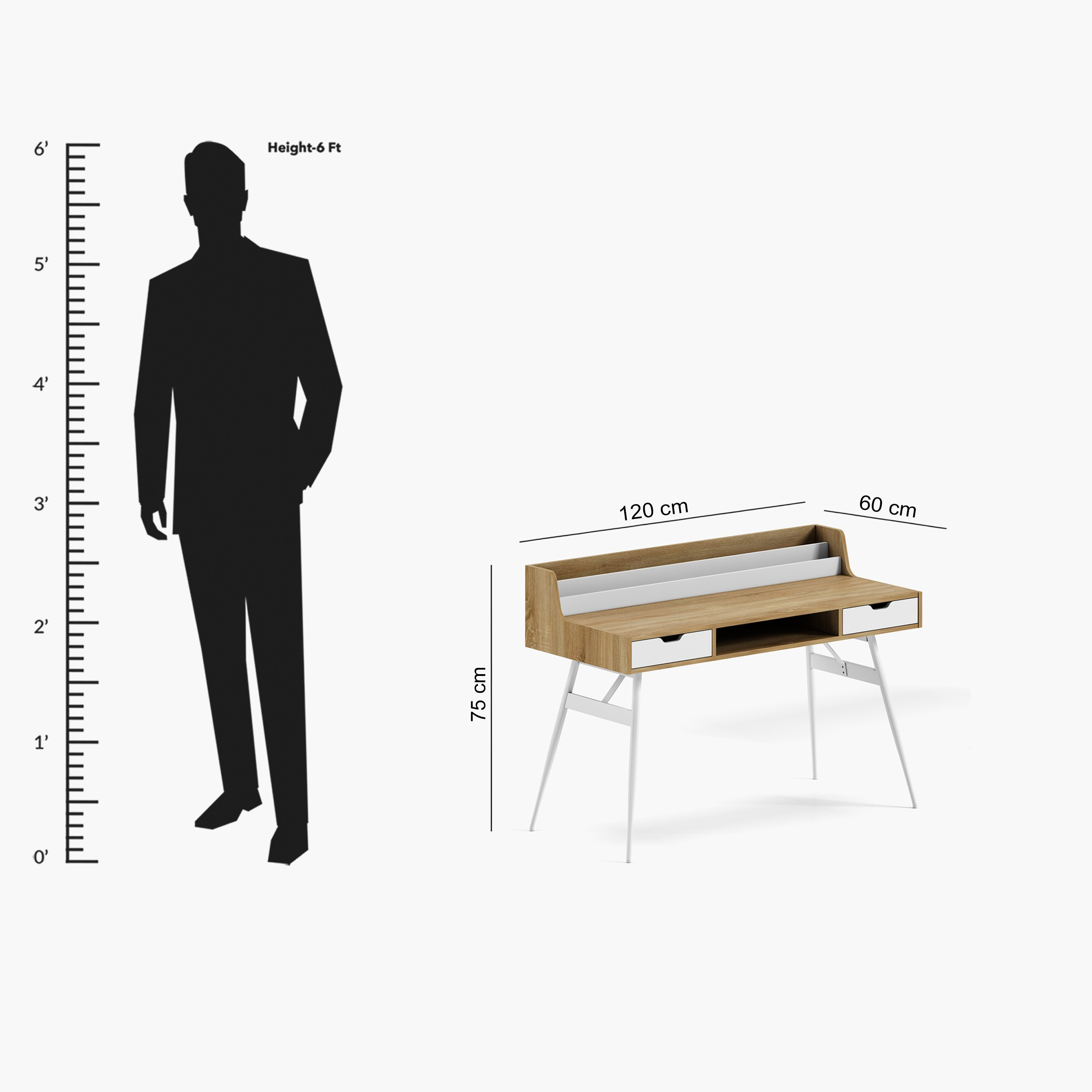 مكتب دراسة بـ2 درج مع حامل كتب جايد من موڤو-hbxfurniture-office-desks-image-13
