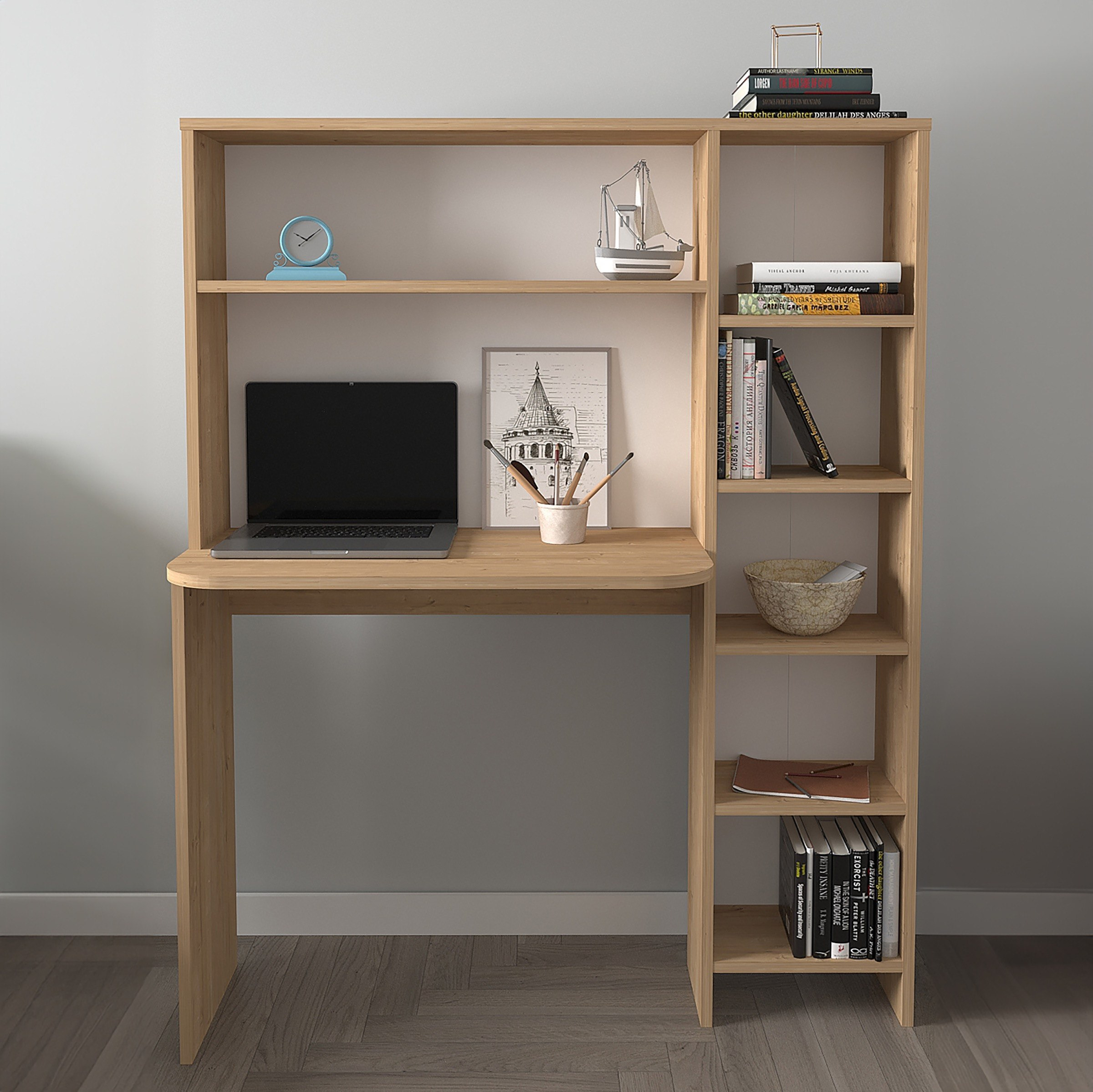 Modulix Fargo Study Desk with Hutch and Bookcase-hbxfurniture-office-desks-image-1