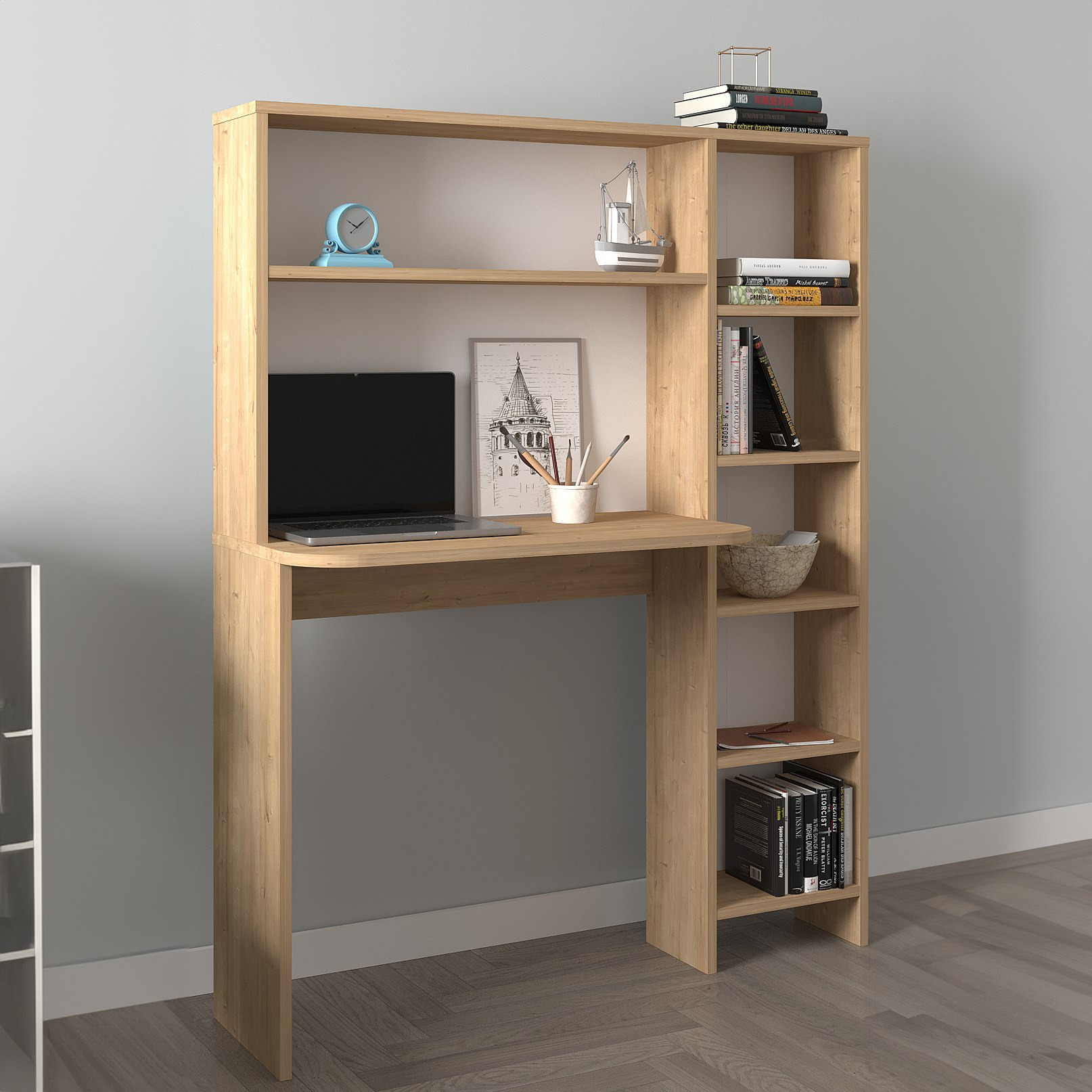 Modulix Fargo Study Desk with Hutch and Bookcase-hbxfurniture-office-desks-image-2