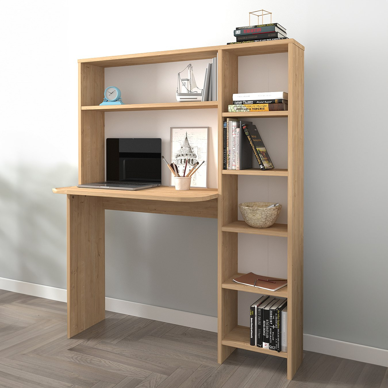 Modulix Fargo Study Desk with Hutch and Bookcase-hbxfurniture-office-desks-image-3