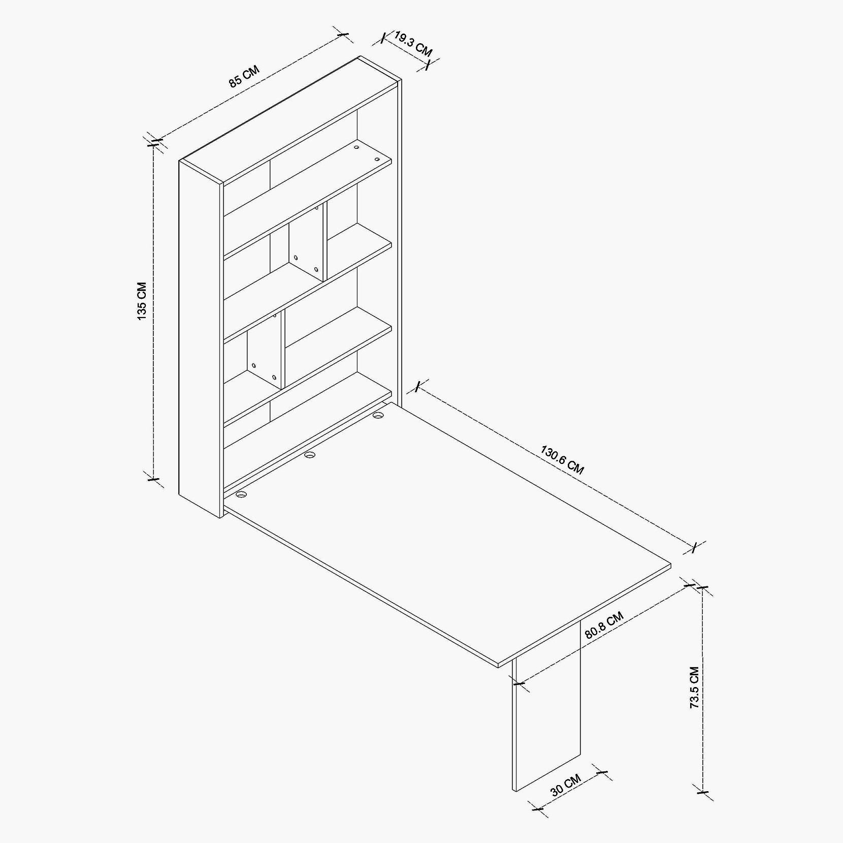 مكتب دراسة يُثبت على الحائط مع قابلية الطي من مودوليكس فارجو-hbxfurniture-office-desks-image-5