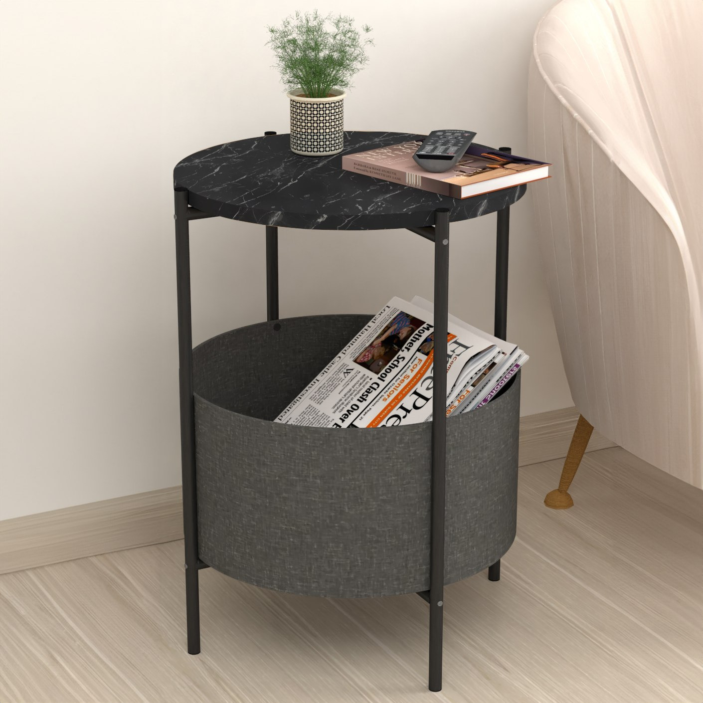 طاولة جانبية مستديرة مع سطح قابل للفصل وشنطة من مودوليكس أسما-hbxfurniture-livingroom-endtables-image-1
