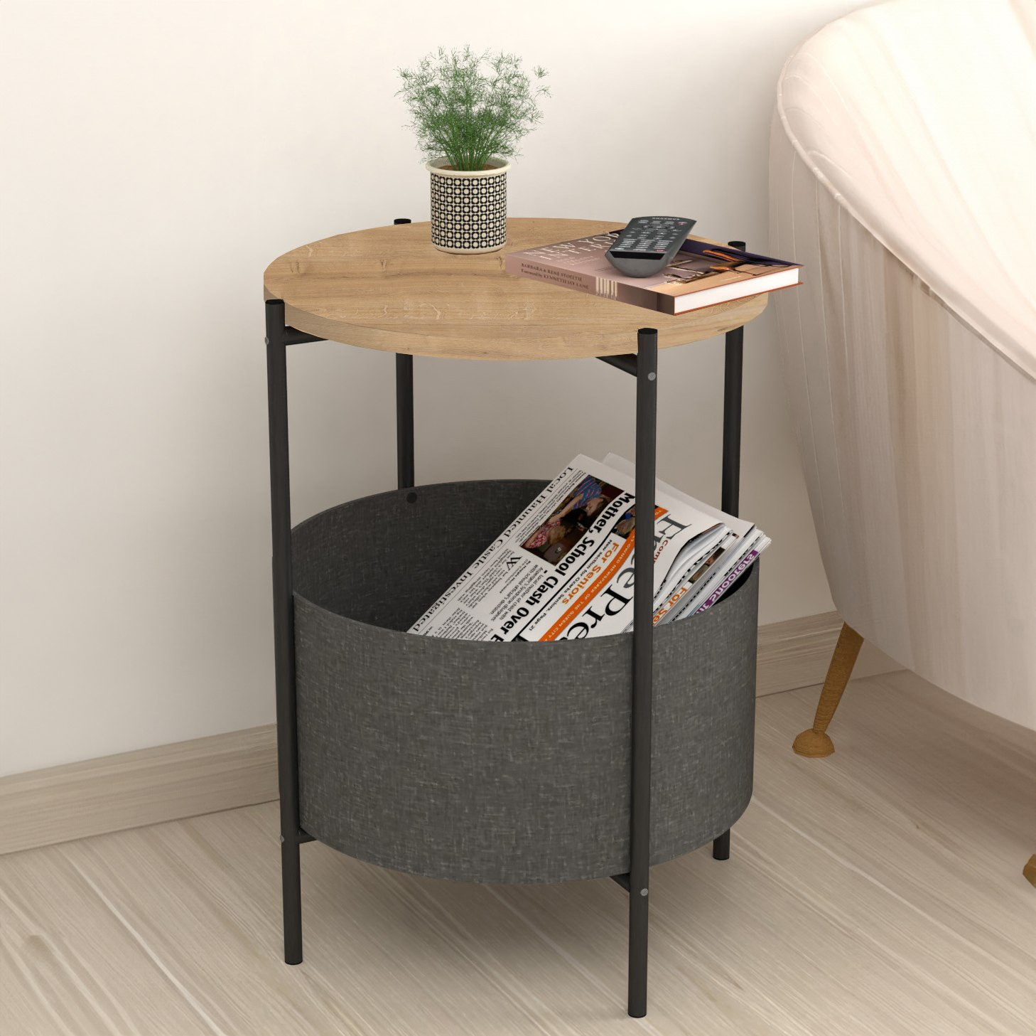 Modulix Asma Round End Table with Detachable Table Top and Bag-hbxlivingroom-tablesandstands-endtables-image-1