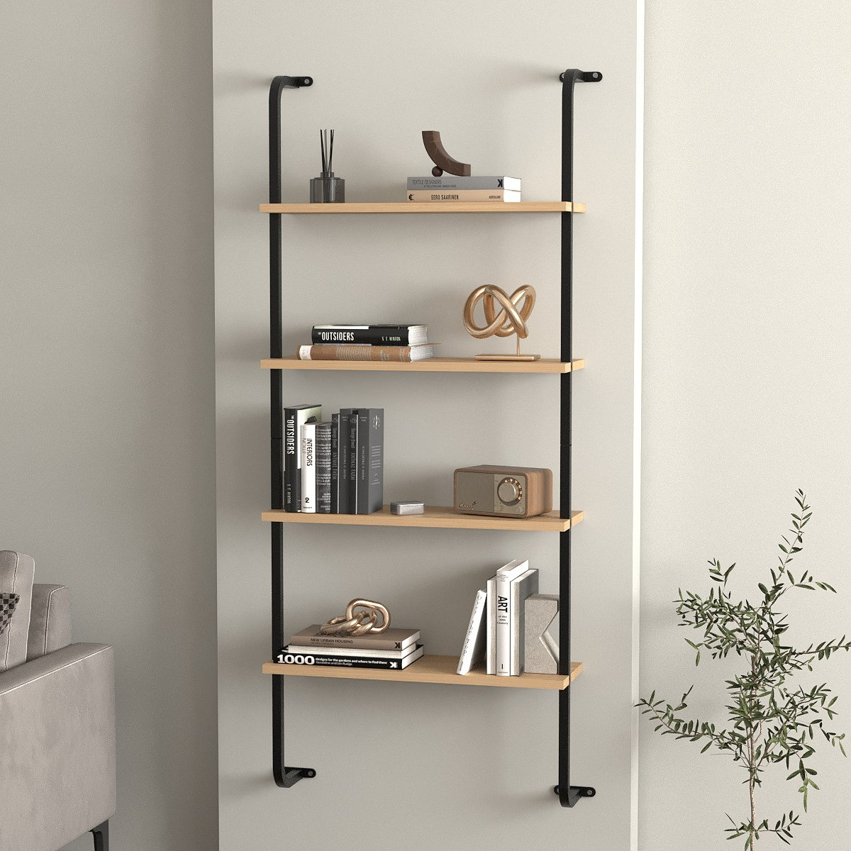 Modulix Fargo Jude 4-Tier Wall Mounted Bookshelf-hbxfurniture-office-bookcases-image-2