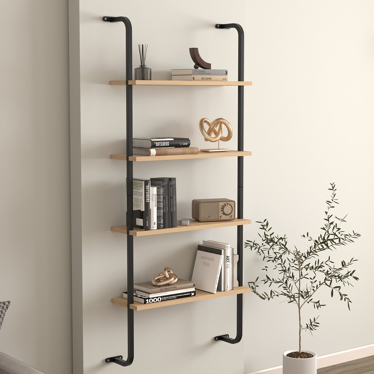 Modulix Fargo Jude 4-Tier Wall Mounted Bookshelf-hbxfurniture-office-bookcases-image-1