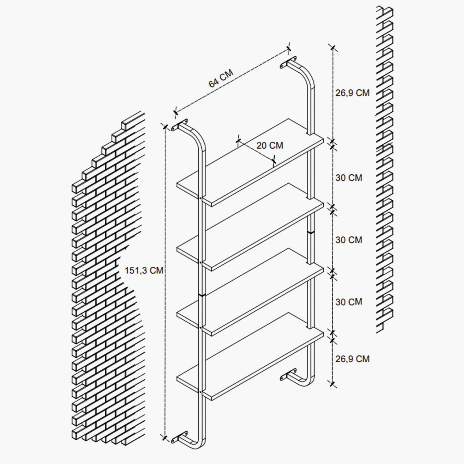 Modulix Fargo Jude 4-Tier Wall Mounted Bookshelf-hbxfurniture-office-bookcases-image-7