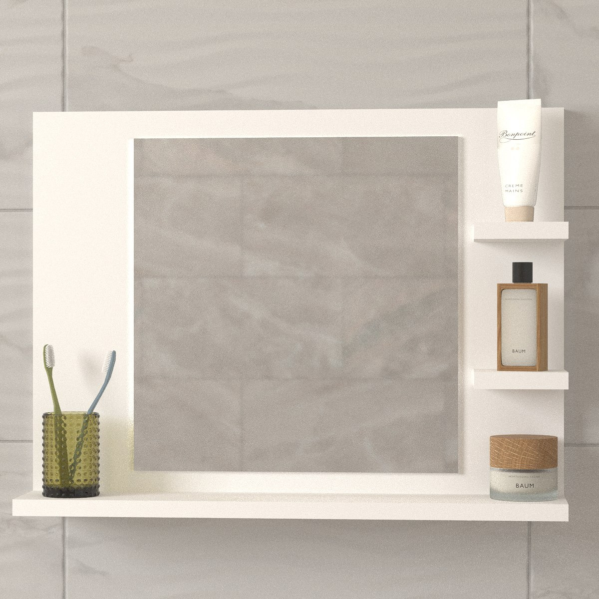 Modulix Fargo Genova 3D Bathroom Shelf with Mirror-hbxdecorandfurnishings-bathroomaccessories-bathroomstorage-image-1