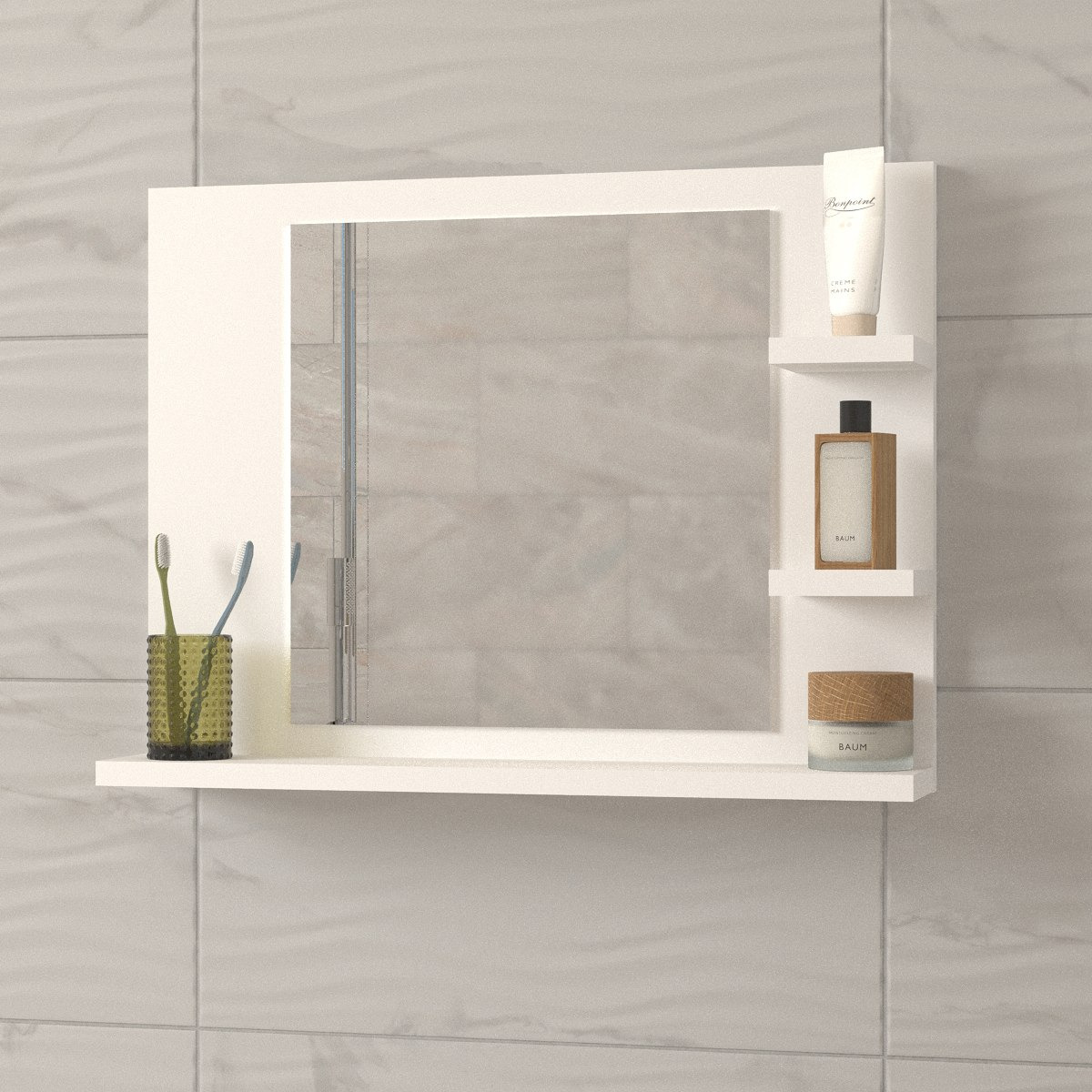 Modulix Fargo Genova 3D Bathroom Shelf with Mirror-hbxdecorandfurnishings-bathroomaccessories-bathroomstorage-image-2