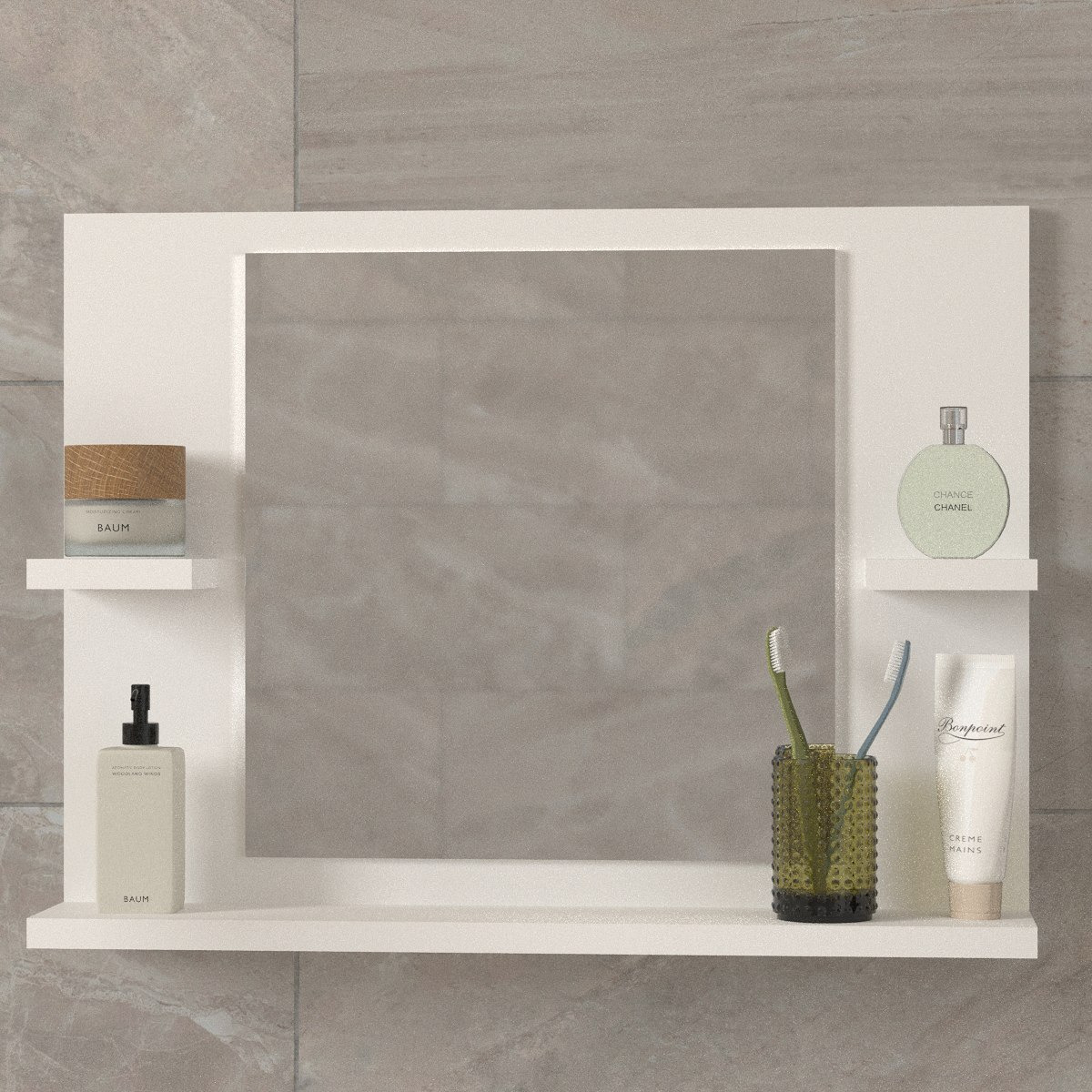 Modulix Fargo Genova 3D Bathroom Shelf with Mirror-hbxdecorandfurnishings-bathroomaccessories-bathroomstorage-image-1