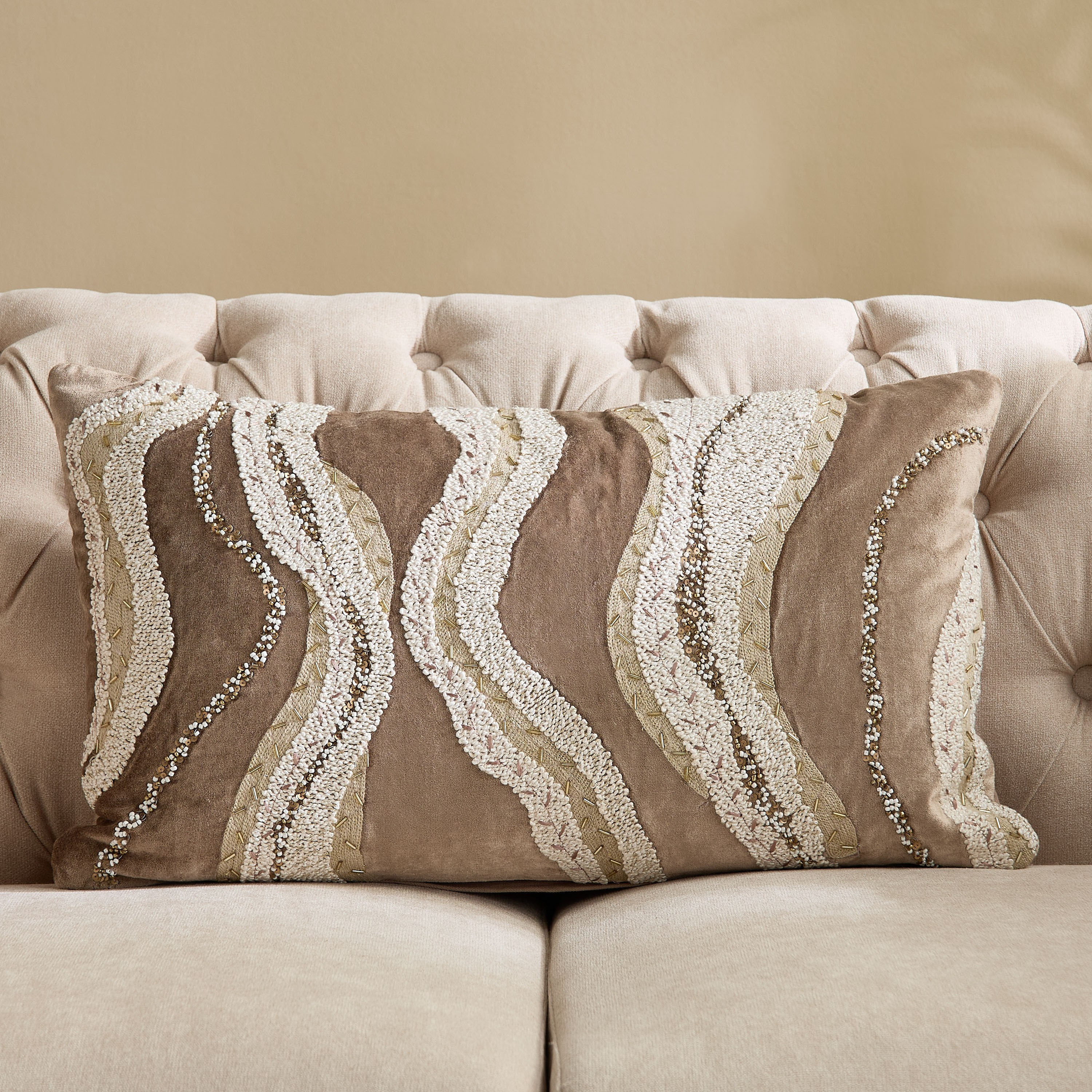 Beaudra Flow Beaded Filled Cushion - 35x60 cm-hbxhomeware-hbxbedroom-image-1