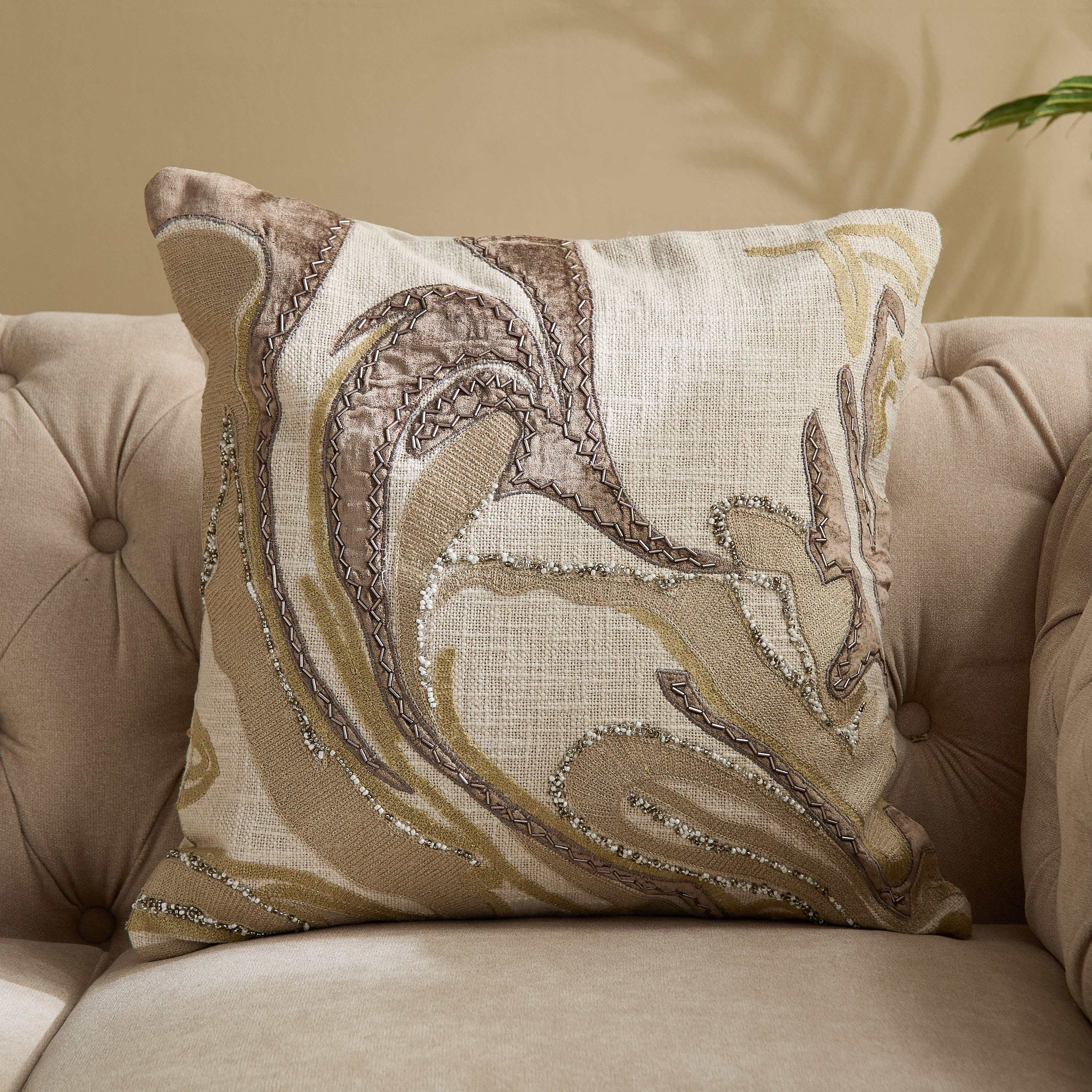 Beaudra Marble Beaded Filled Cushion - 50x50 cm-hbxhomeware-hbxbedroom-image-1