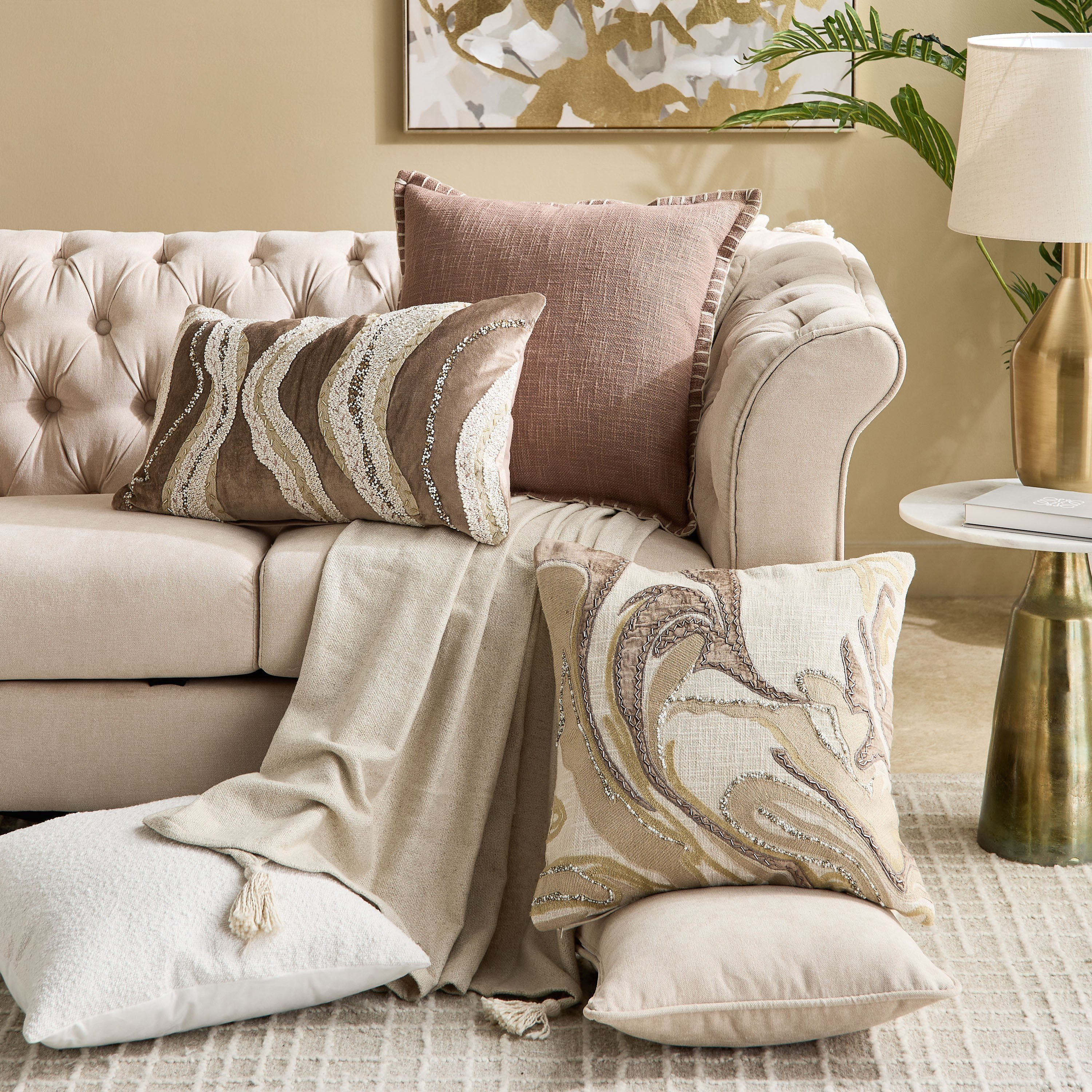 Beaudra Marble Beaded Filled Cushion - 50x50 cm-hbxhomeware-hbxbedroom-image-5