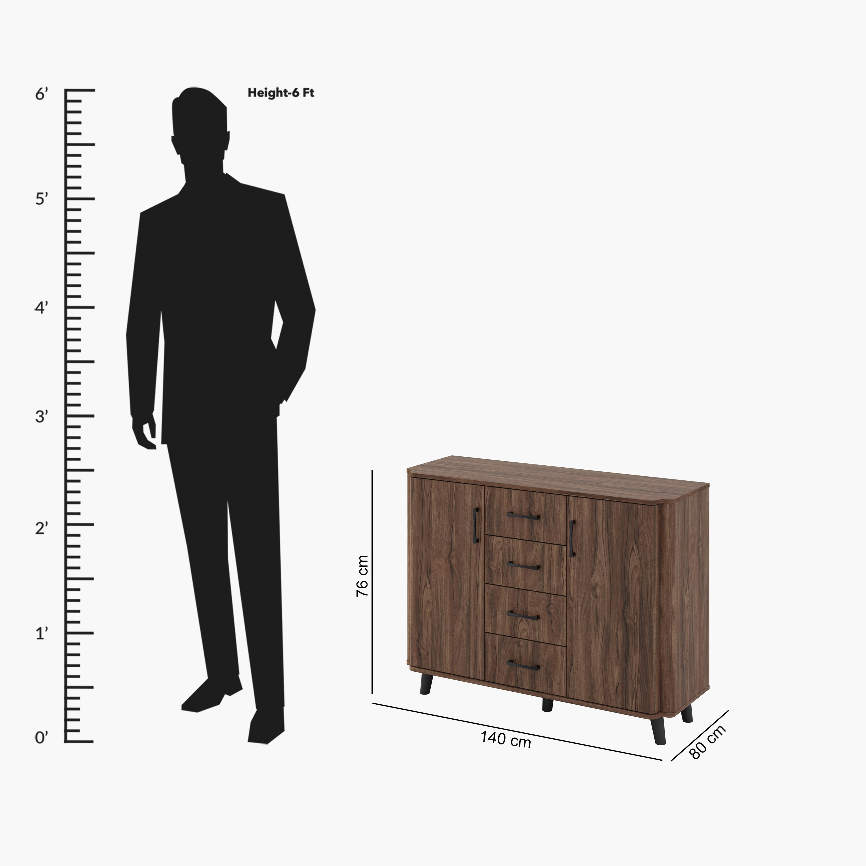 Hannah 1.2 Meter 2-Door Sideboard with 4 Drawers-hbxfurniture-diningroom-buffetsandsideboards-image-8