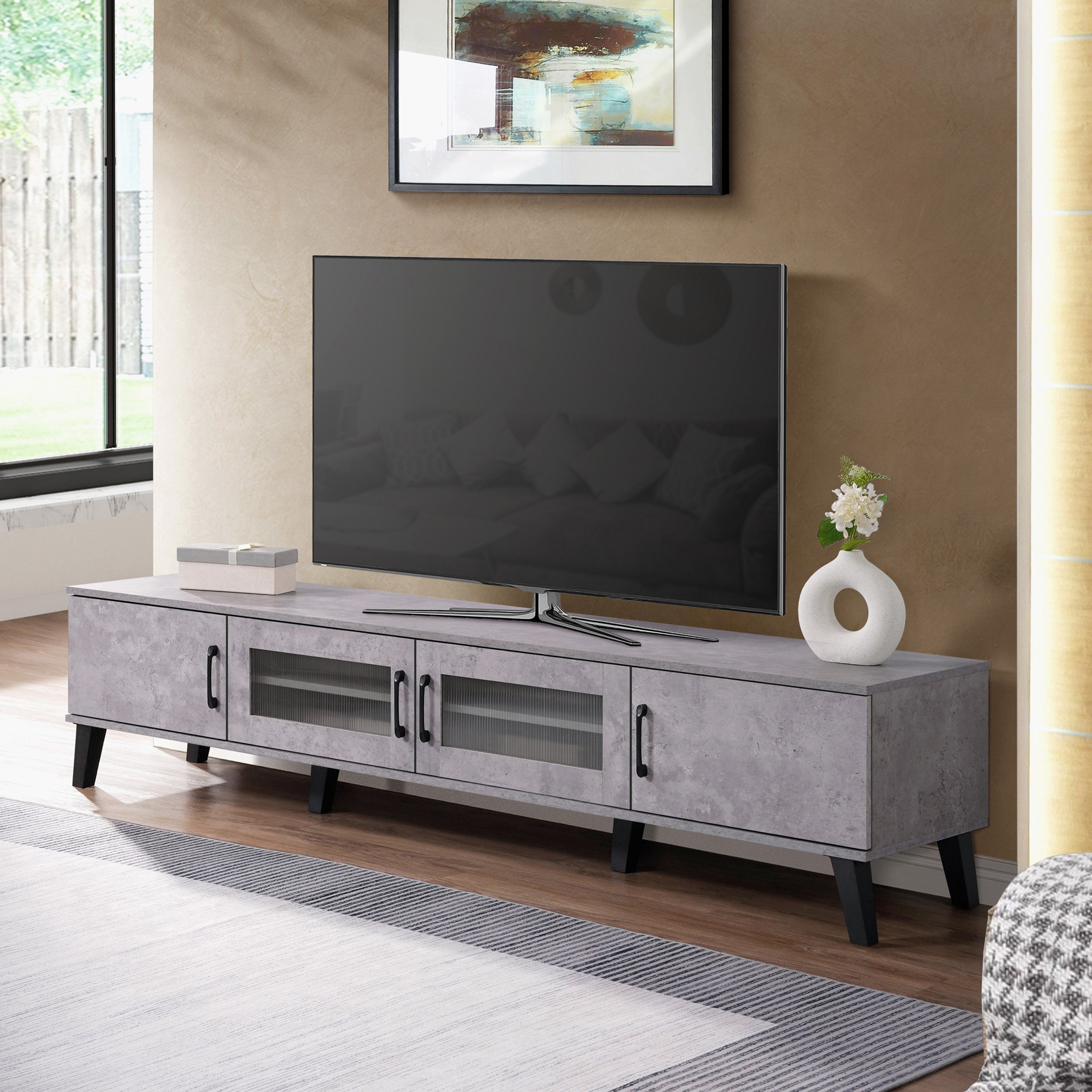 Celio 2 Metre Large TV Unit for TVs up to 80 inches-hbxlivingroom-mediaunitsandstorage-tvunits-image-1