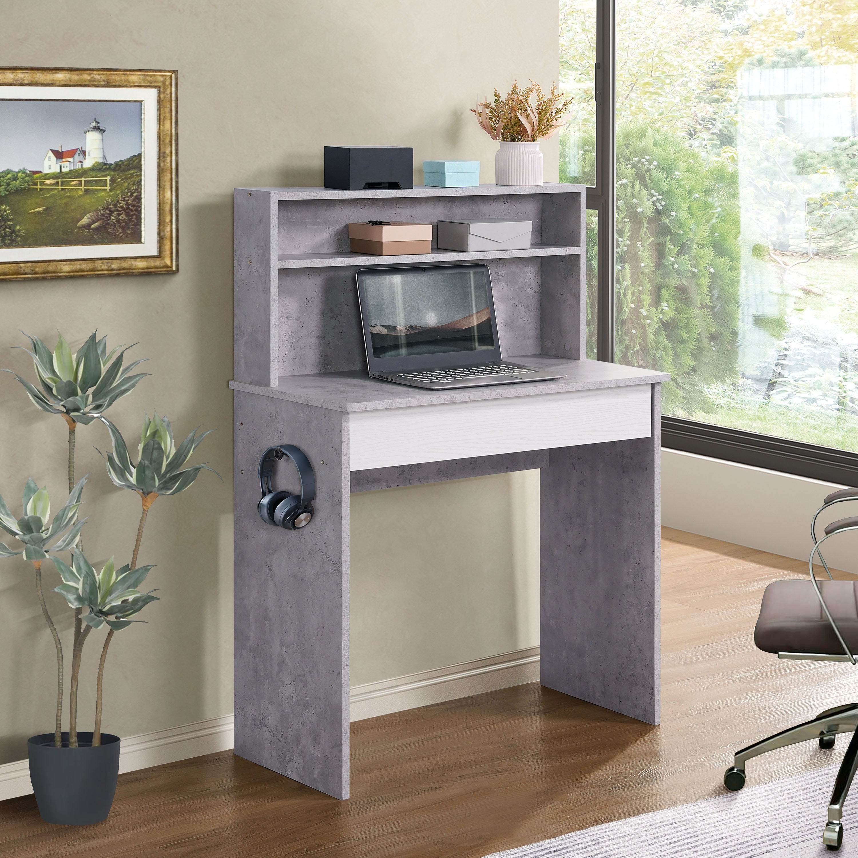Islet Compact 1-Drawer Study Desk with Hutch-hbxfurniture-office-desks-image-1