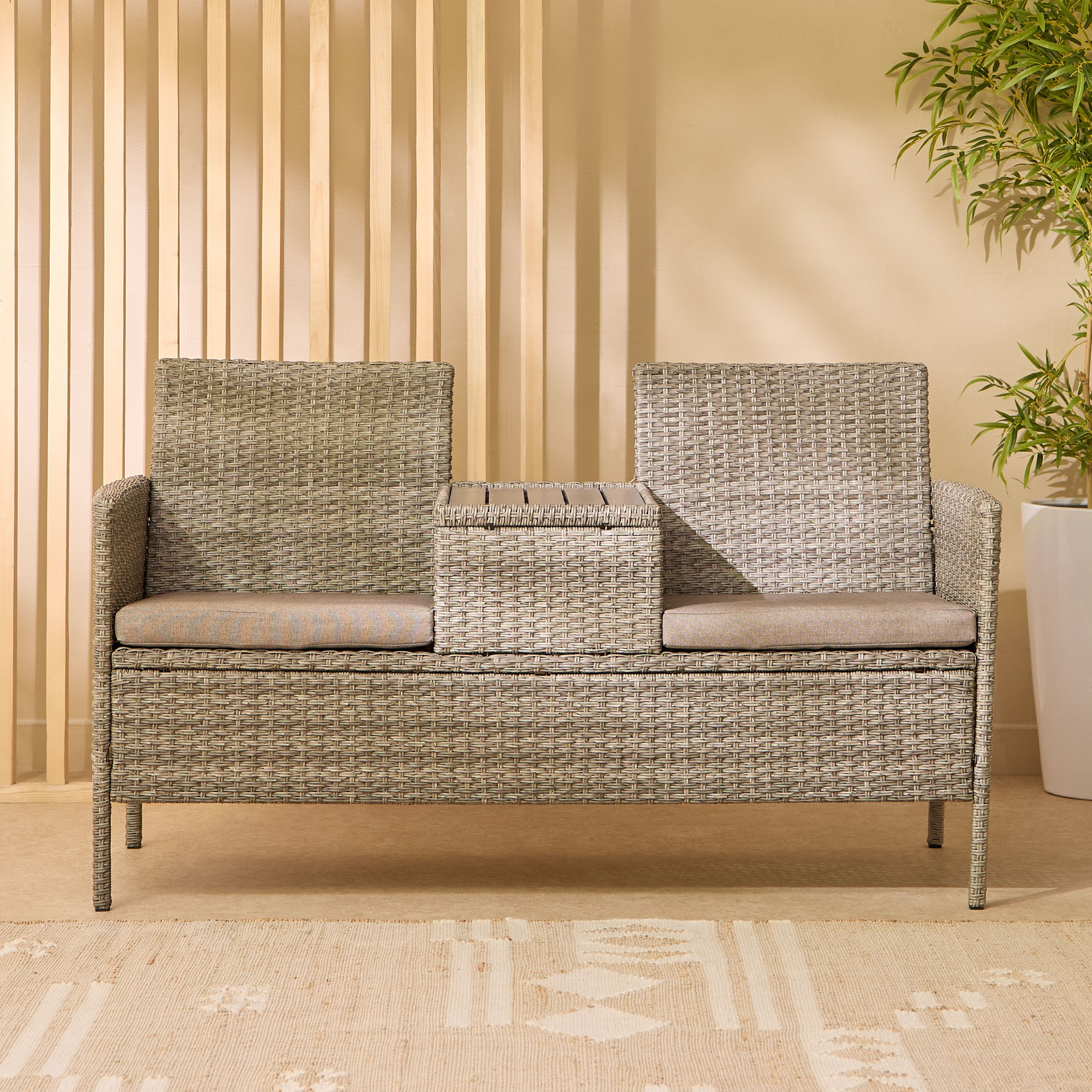 مقعد بنش خارجي بمقعدين مع طاولة مدمجة ووسائد - فيرا إنزو من موڤو-hbxfurniture-livingroom-teatablesets-image-2