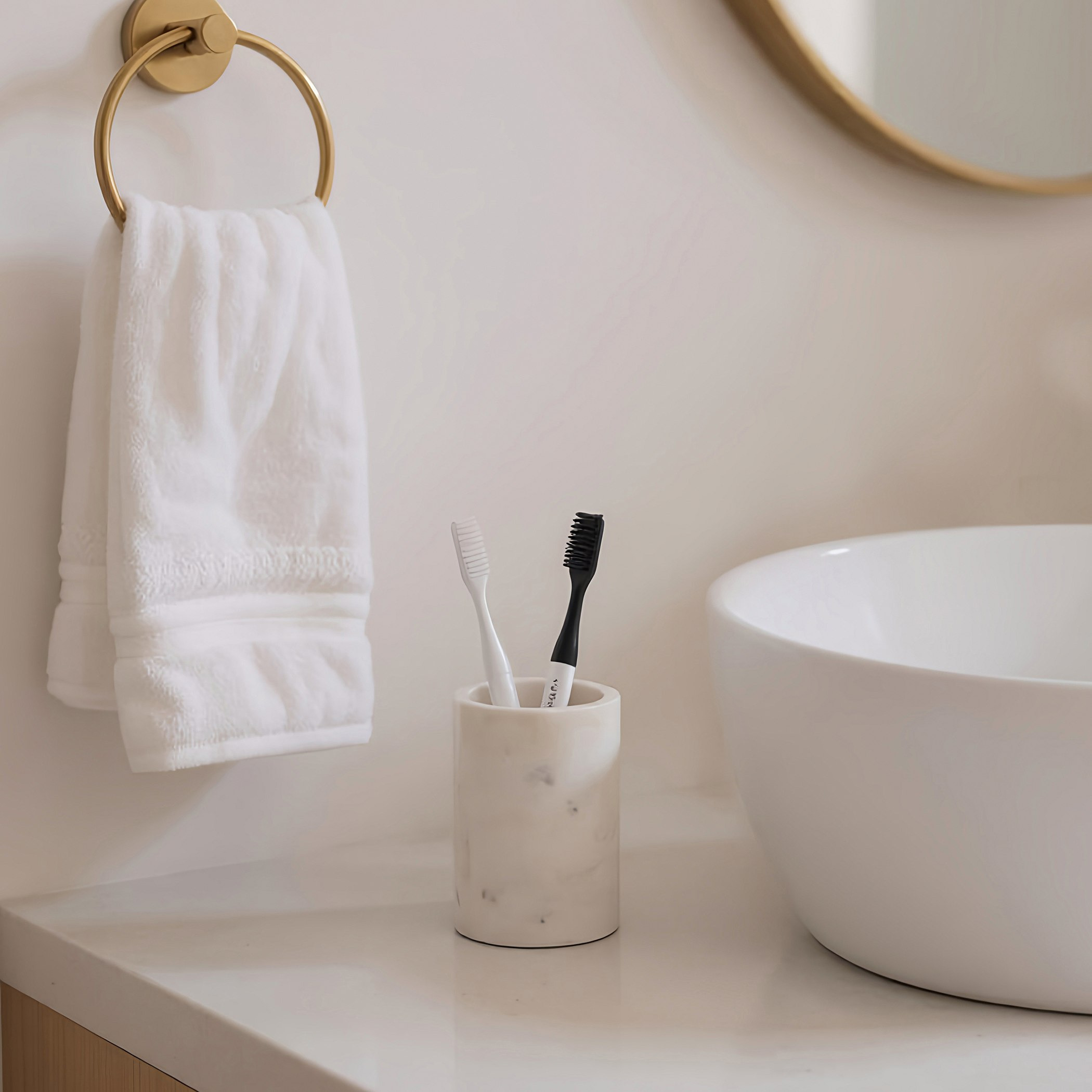 Royal Marble ToothBrush Holder - 7.5x7.5x10 cm-hbxdecorandfurnishings-bathroomaccessories-bathroomsets-image-4