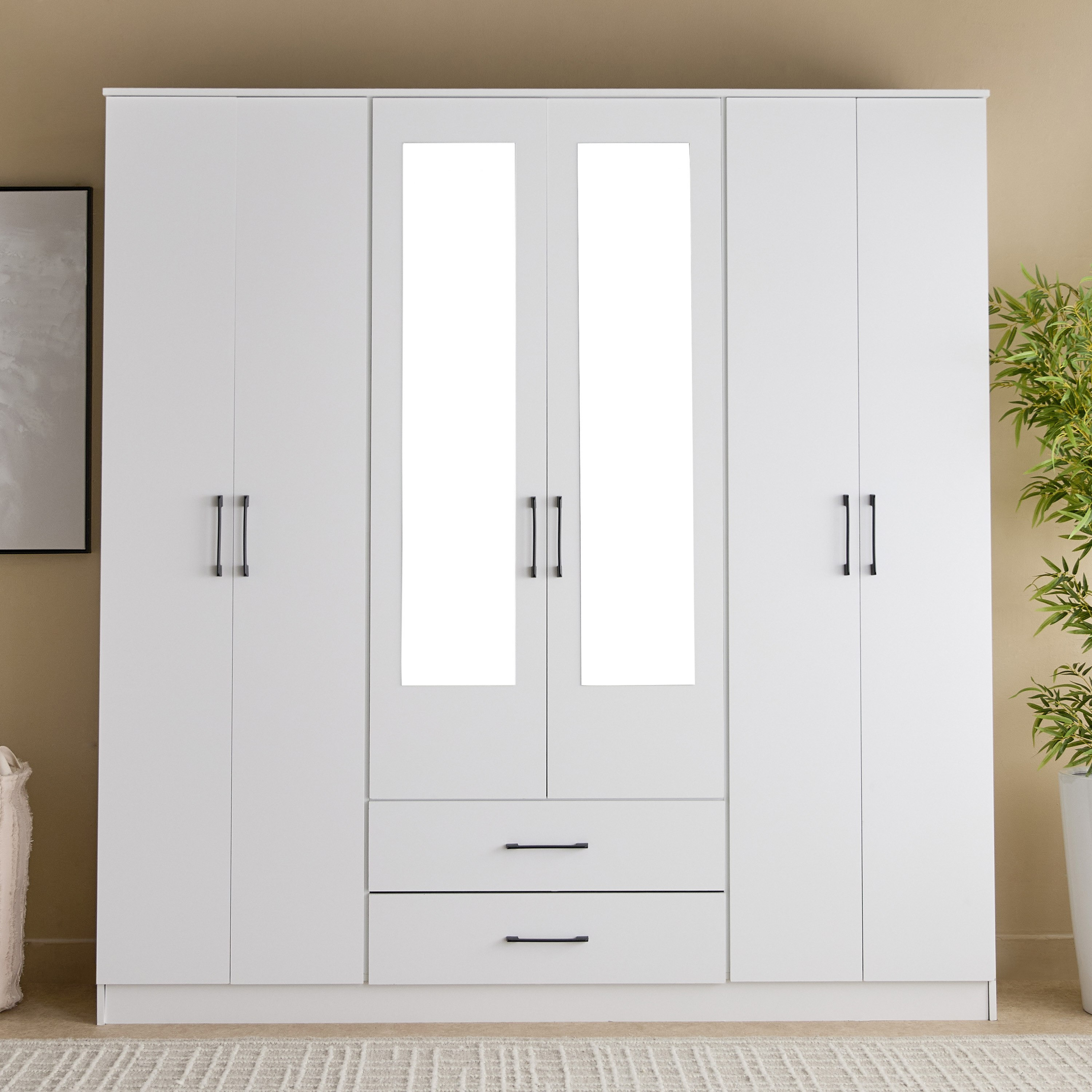 خزانة ملابس 6 أبواب مع درجين ومرايا - أواسيس من موڤو-hbxfurniture-wardrobes-image-2