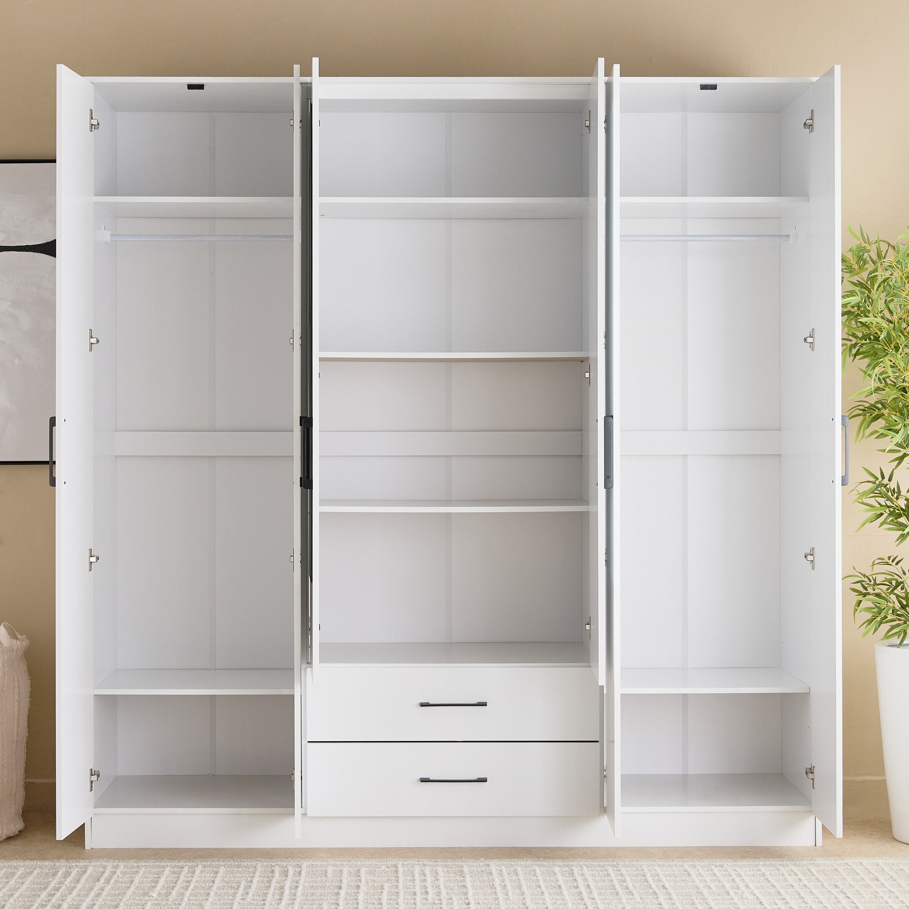 خزانة ملابس 6 أبواب مع درجين ومرايا - أواسيس من موڤو-hbxfurniture-wardrobes-image-4