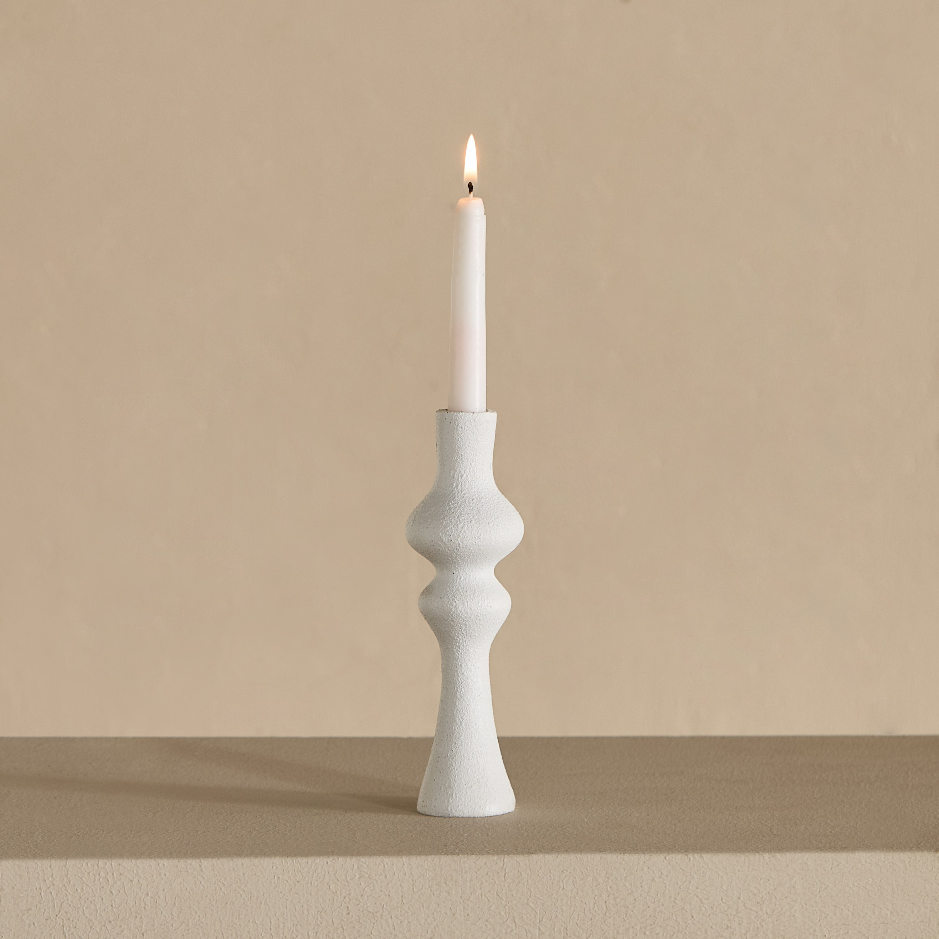 Verdant Polyresin Stuco Finish Taper Candleholder - 5x5x16.5 cm-hbxlivingroom-decorandaccessories-candleholders-image-4