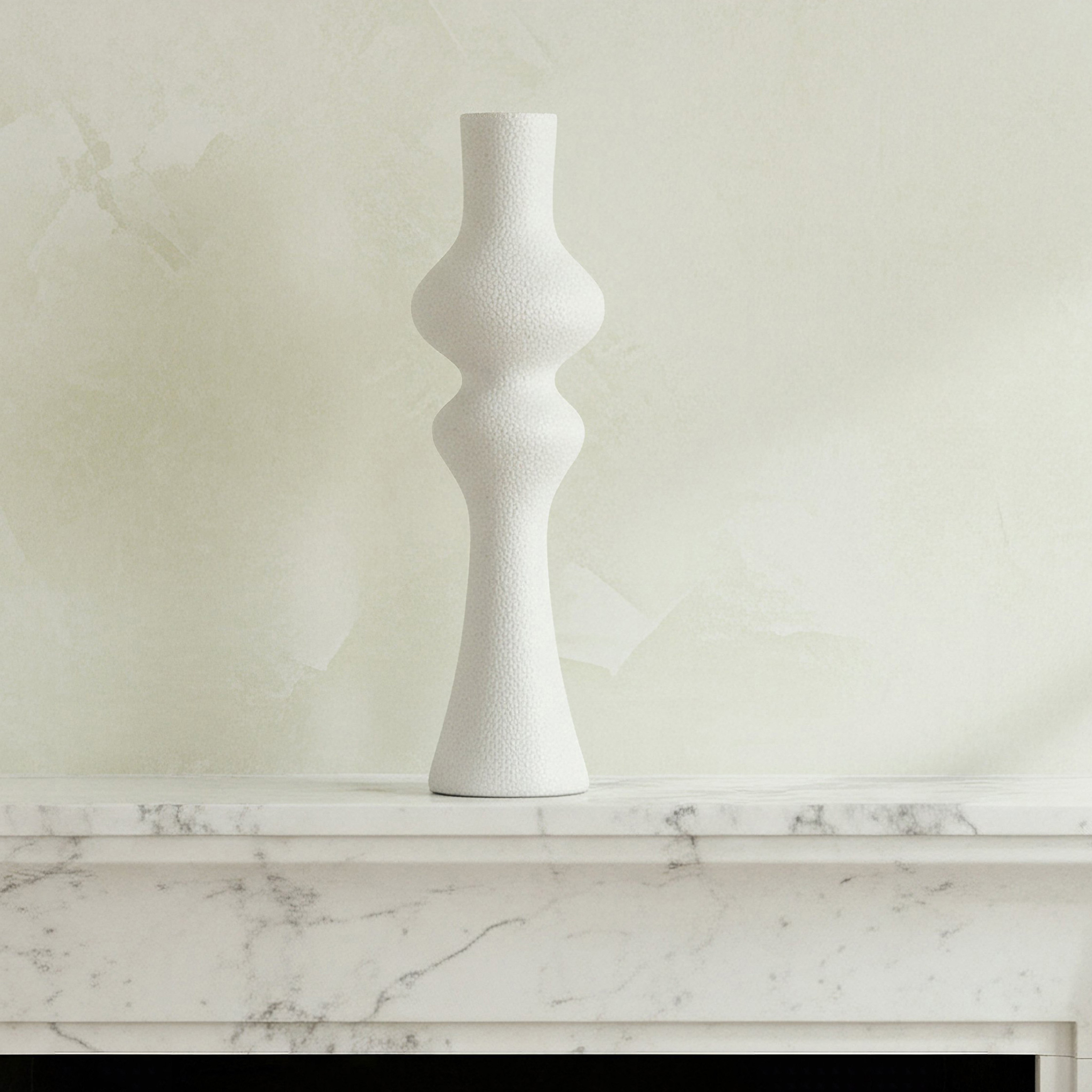 Verdant Polyresin Stuco Finish Taper Candleholder - 5x5x16.5 cm-hbxlivingroom-decorandaccessories-candleholders-image-1