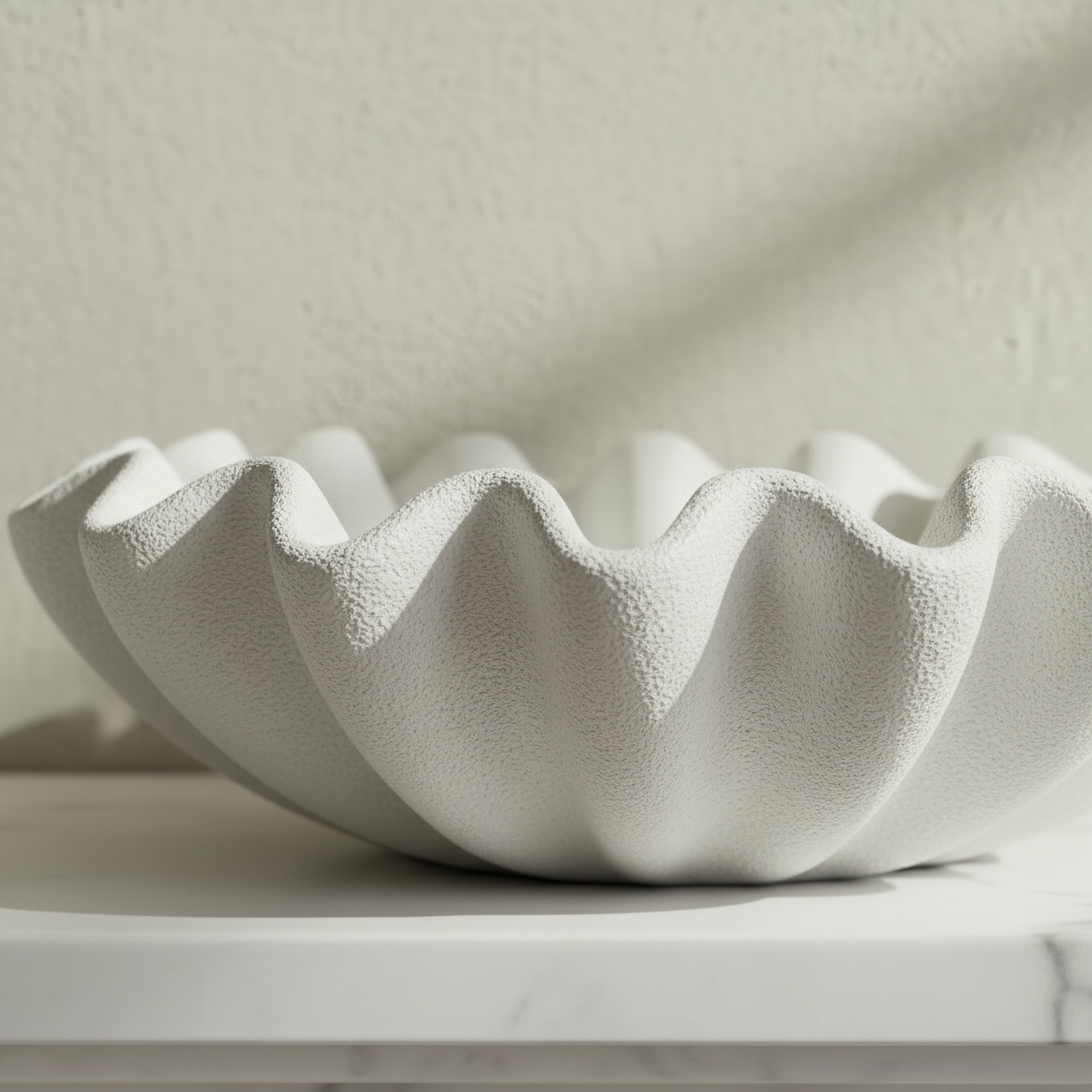 Verdant Polyresin Ribbed Marble Finish Fluted Plate - 26x26x5 cm-hbxhomeware-hbxdecorandfurnishings-image-2