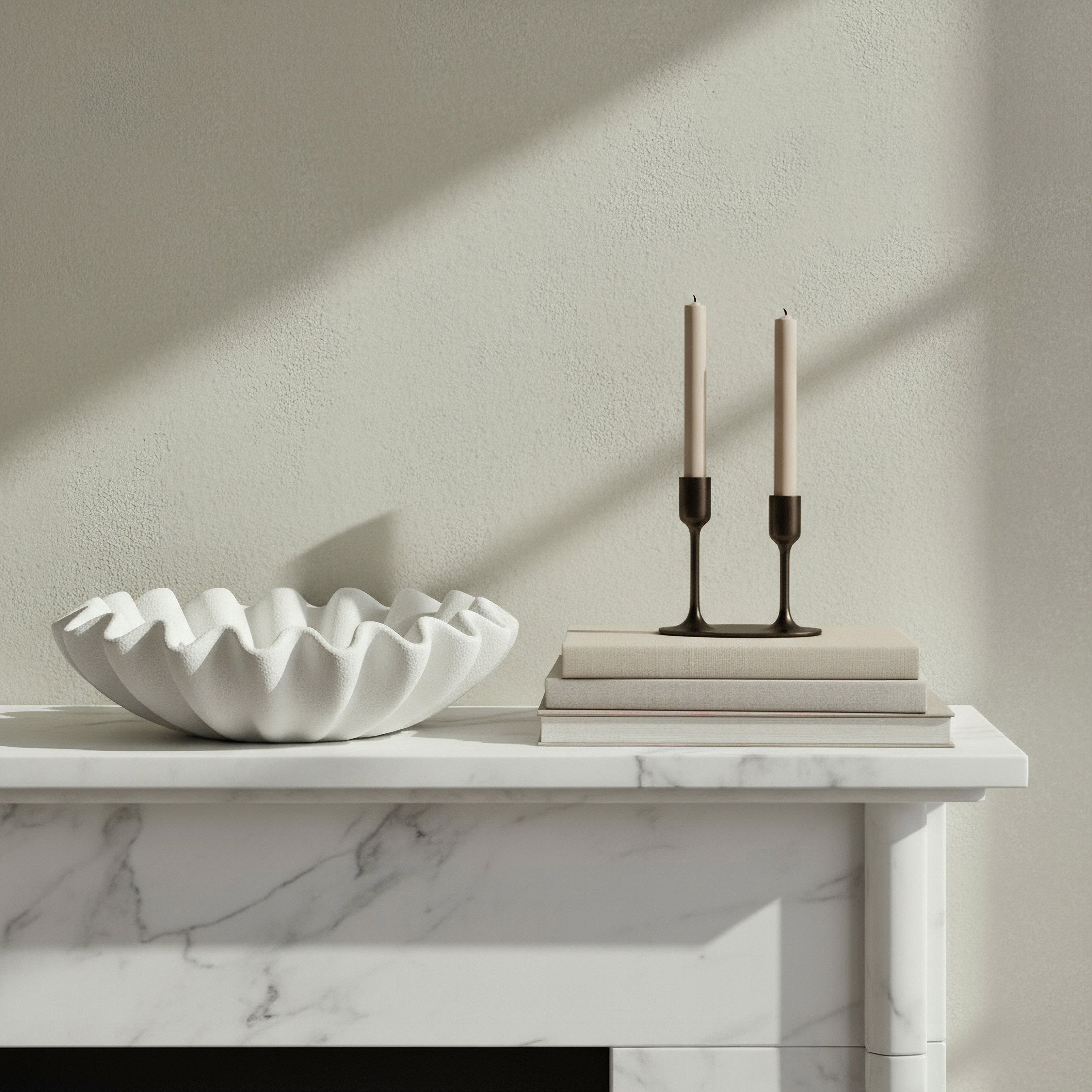 Verdant Polyresin Ribbed Marble Finish Fluted Plate - 26x26x5 cm-hbxhomeware-hbxdecorandfurnishings-image-3